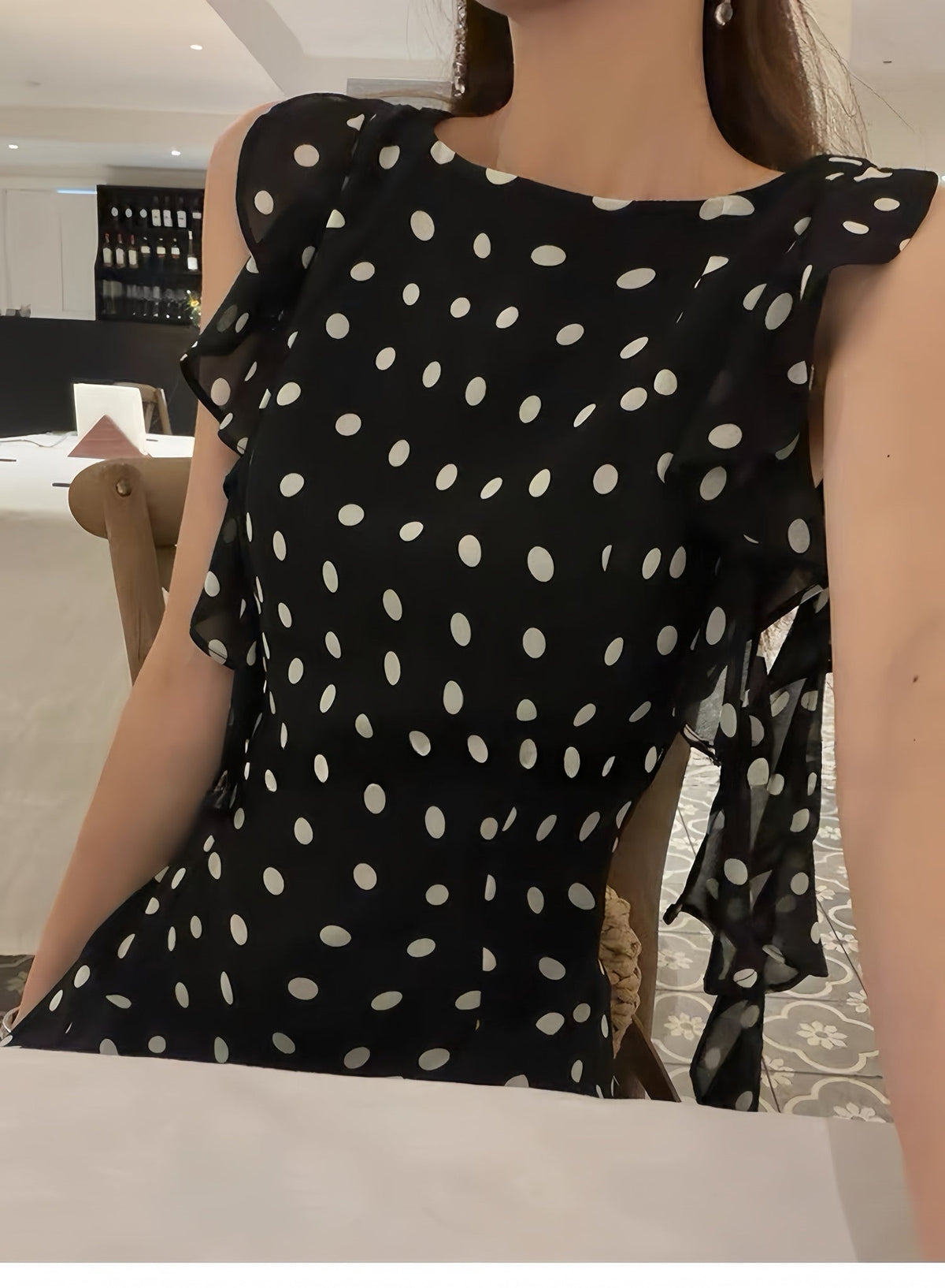 【dress】フリルドットミニワンピース Q8710