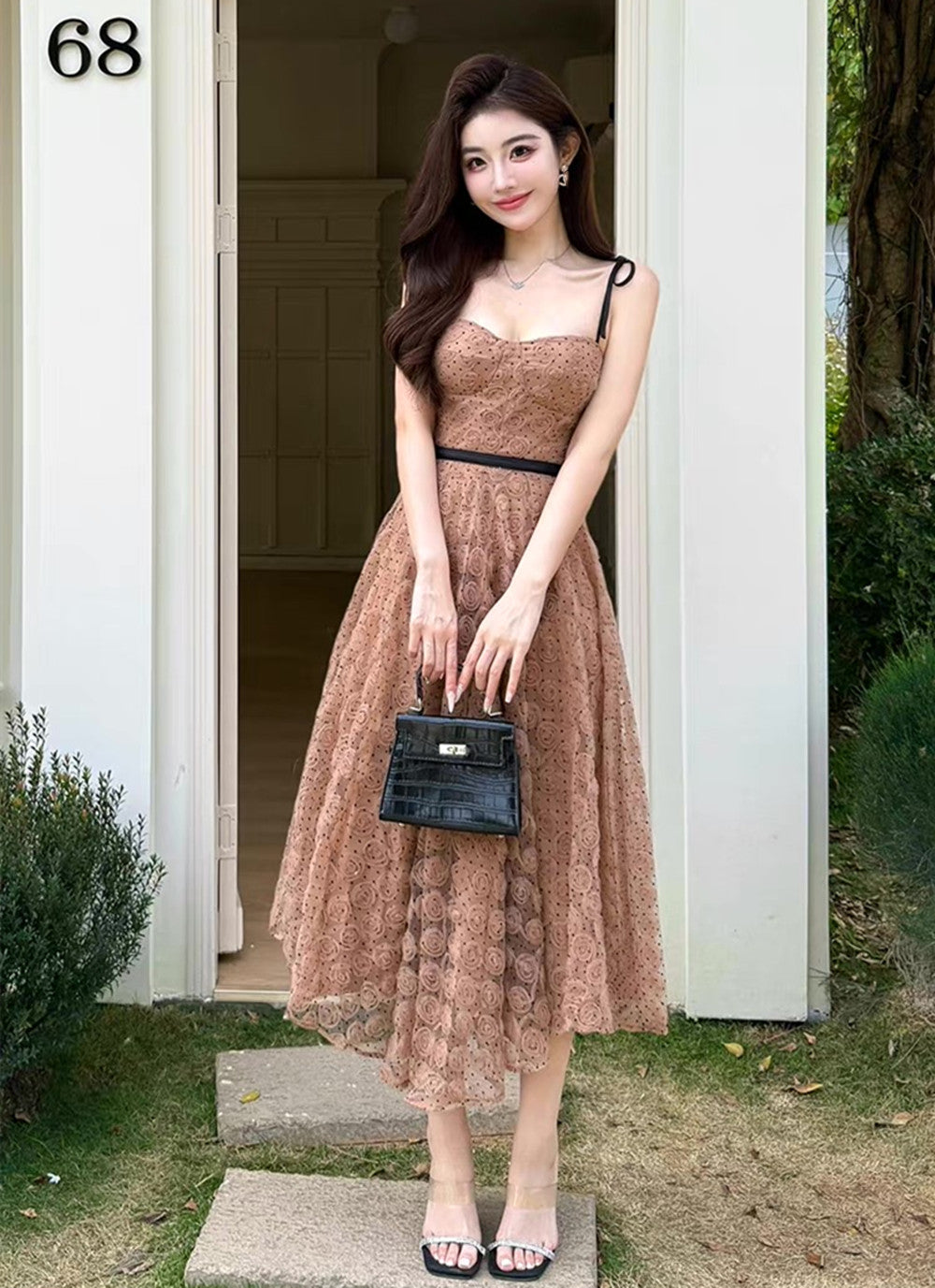 【dress】立体感フラワーキャミワンピース  N3734
