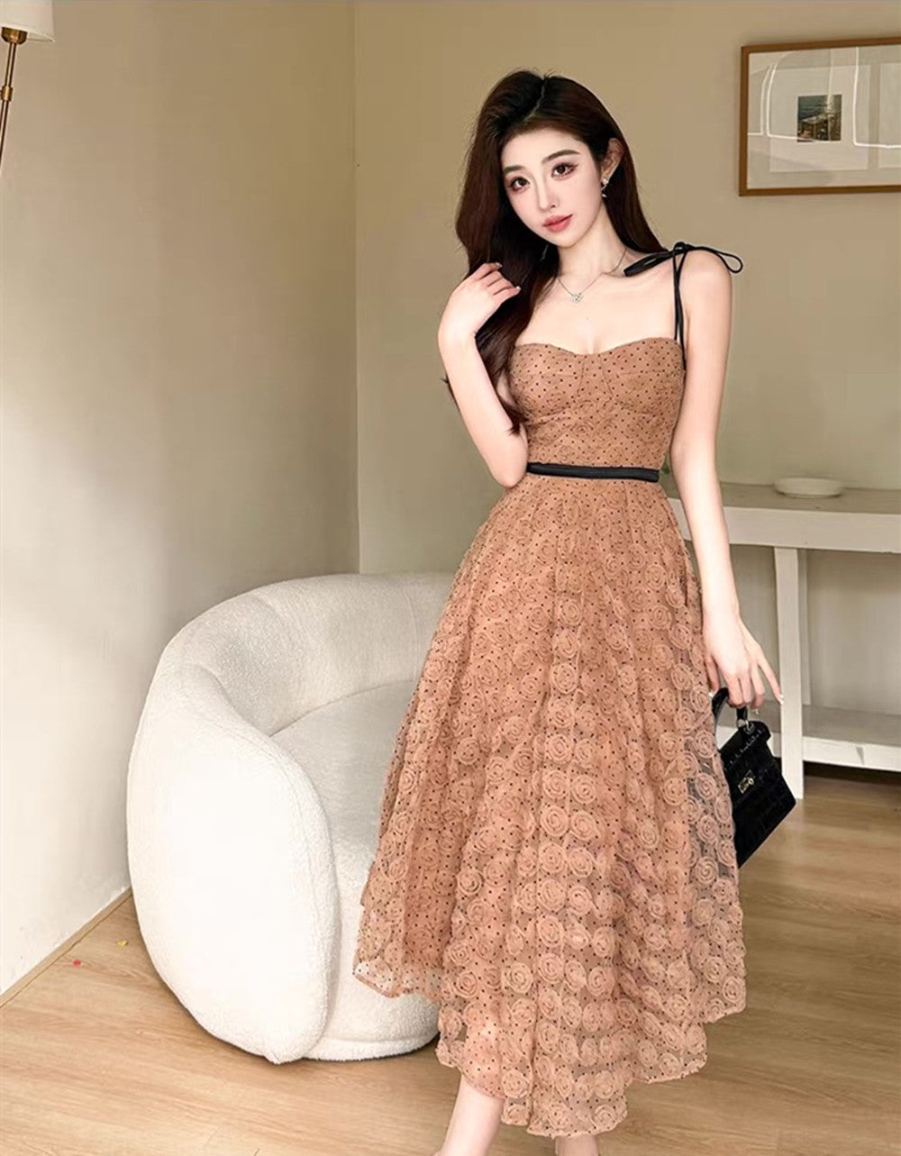 【dress】立体感フラワーキャミワンピース  N3734