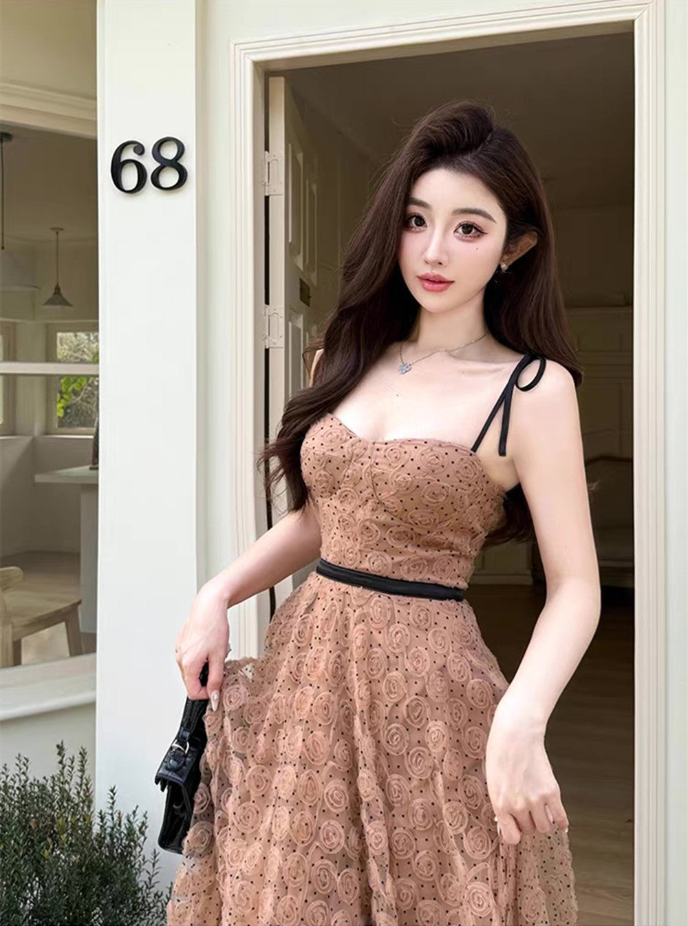 【dress】立体感フラワーキャミワンピース  N3734