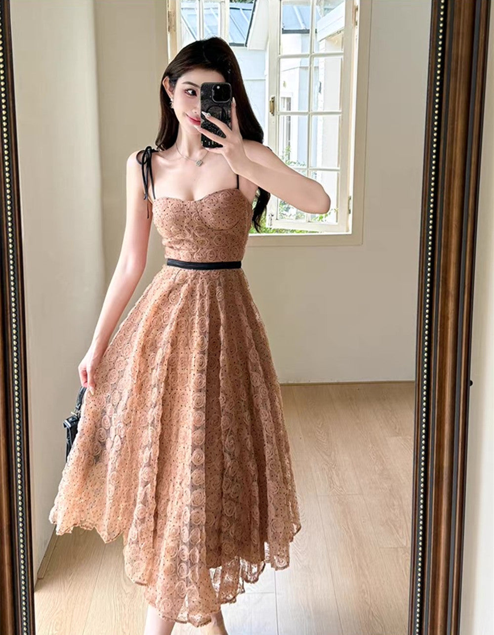 【dress】立体感フラワーキャミワンピース  N3734