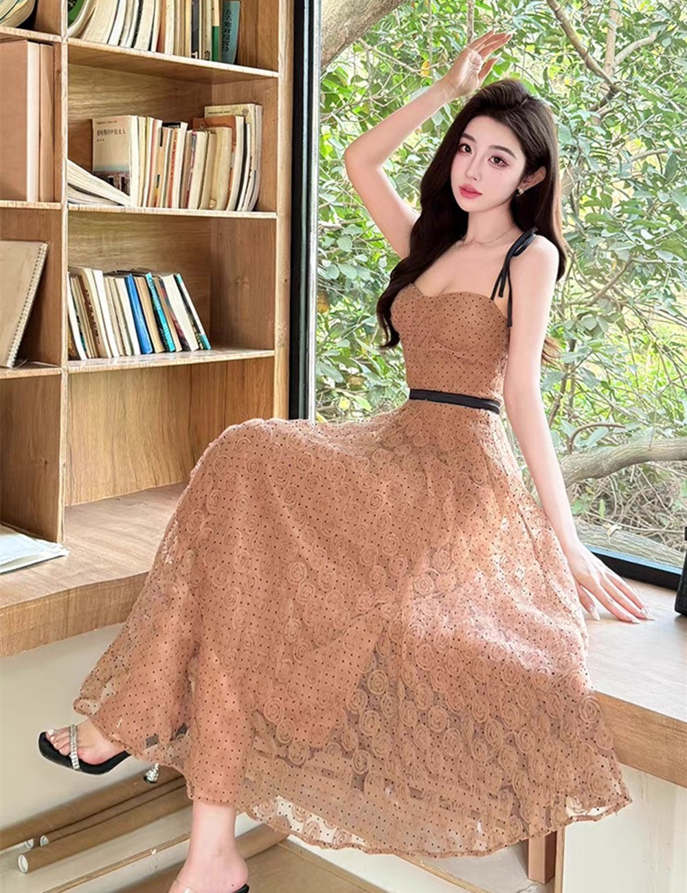 【dress】立体感フラワーキャミワンピース  N3734