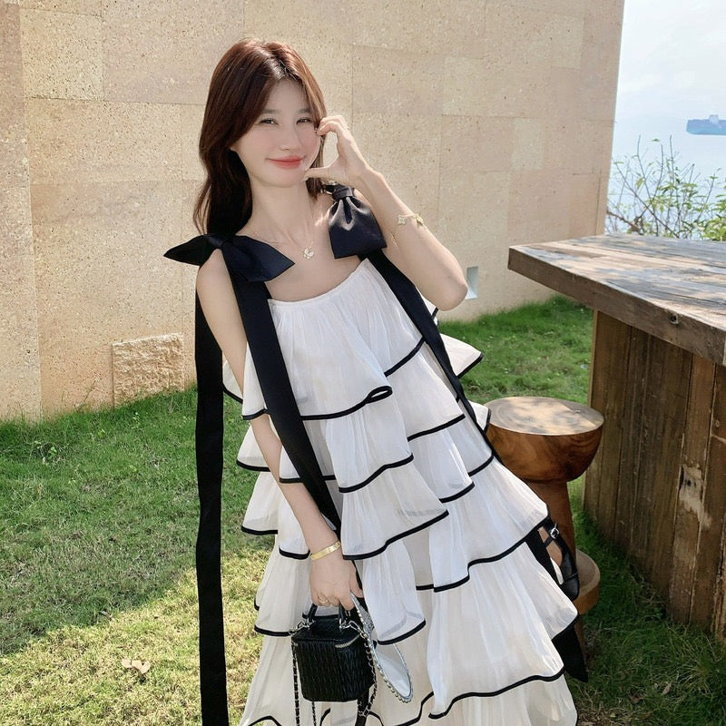 【dress】ショルダーリボンボリュームエアリーワンピース  N3735