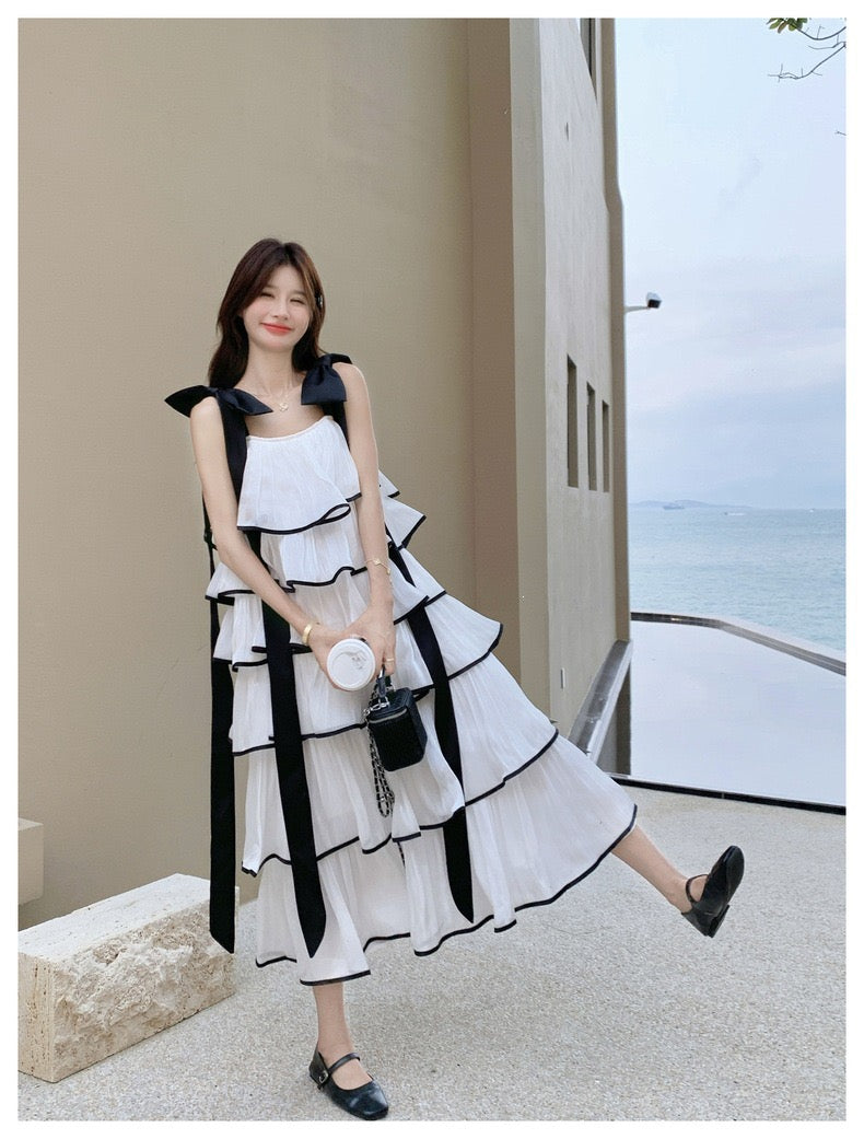 【dress】ショルダーリボンボリュームエアリーワンピース  N3735