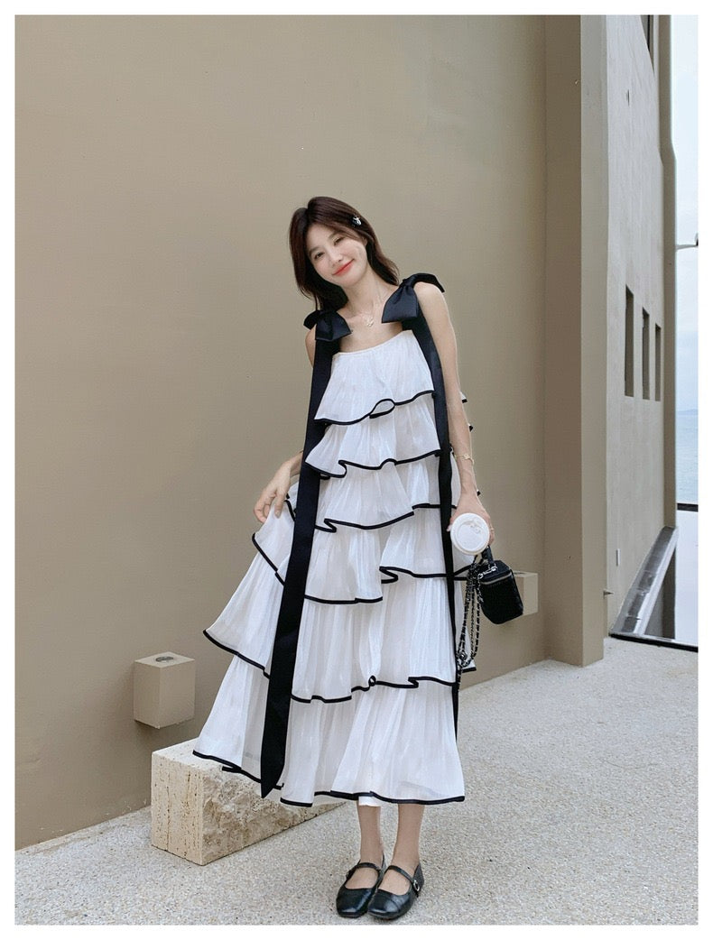 【dress】ショルダーリボンボリュームエアリーワンピース  N3735
