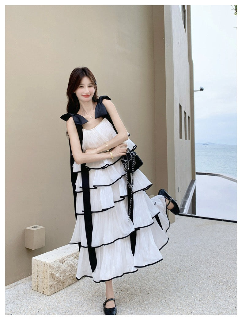 【dress】ショルダーリボンボリュームエアリーワンピース  N3735