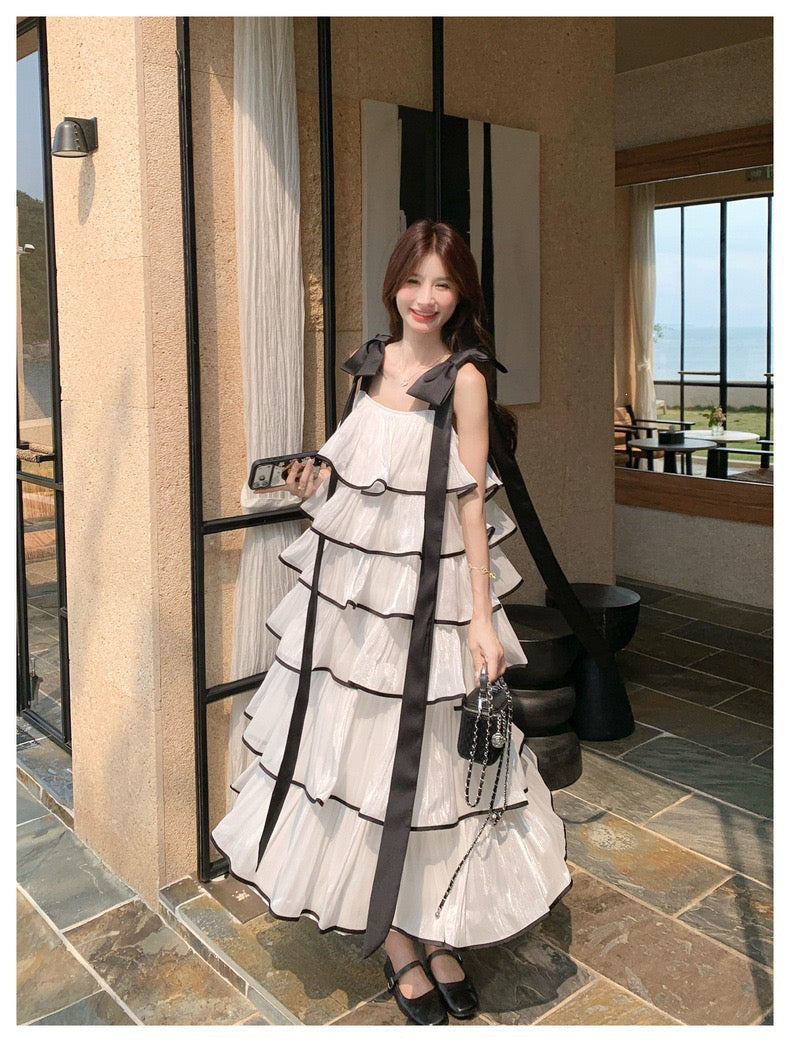 【dress】ショルダーリボンボリュームエアリーワンピース  N3735