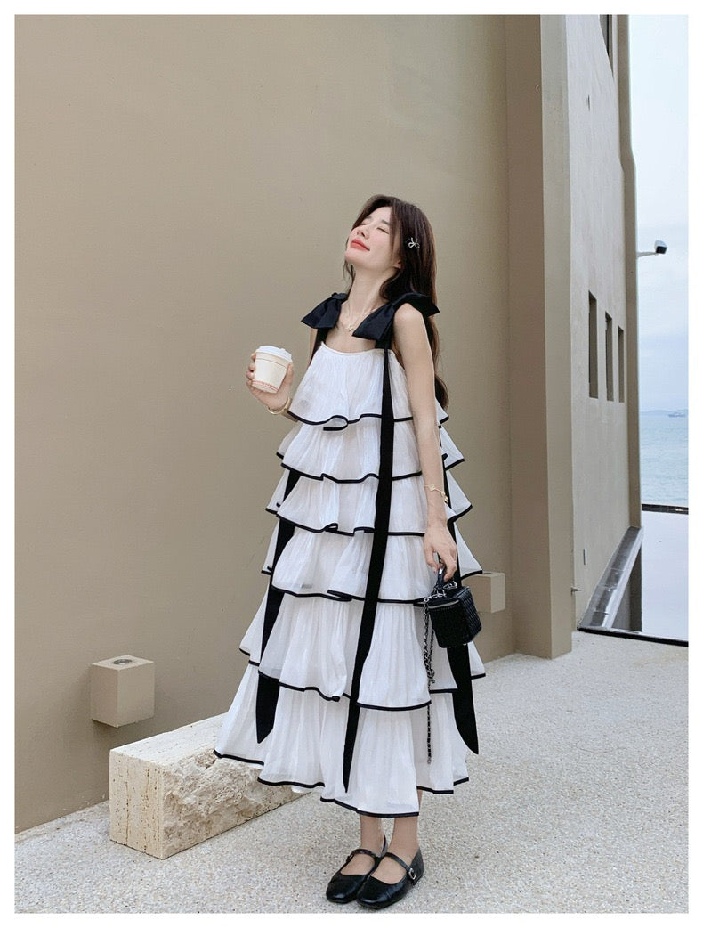 【dress】ショルダーリボンボリュームエアリーワンピース  N3735