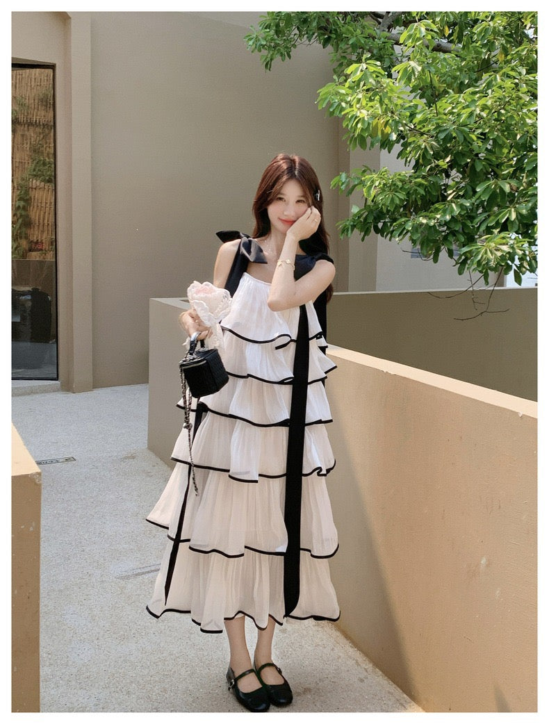 【dress】ショルダーリボンボリュームエアリーワンピース  N3735