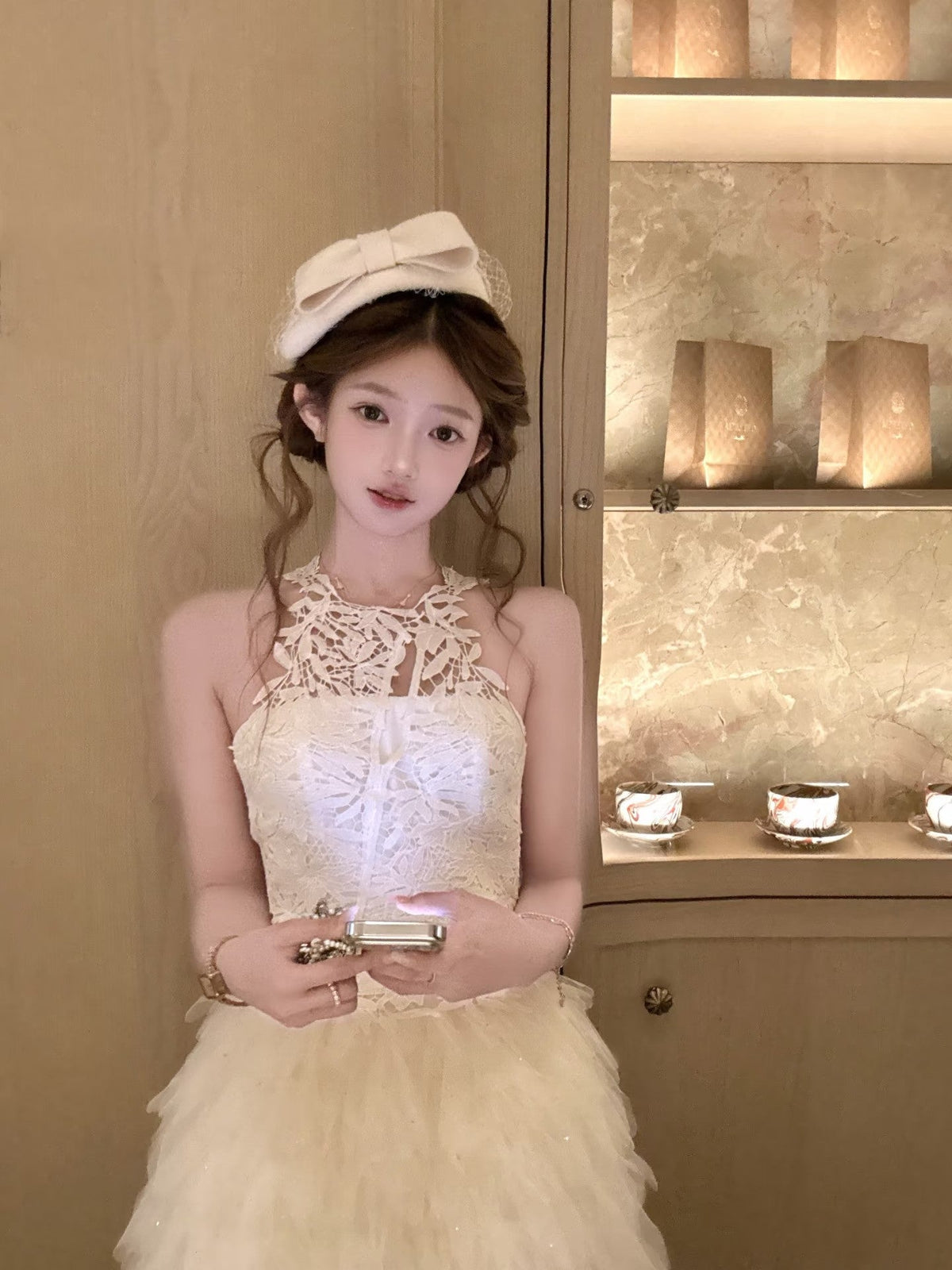 【dress】レースドッキングチュールミニワンピース  N3737