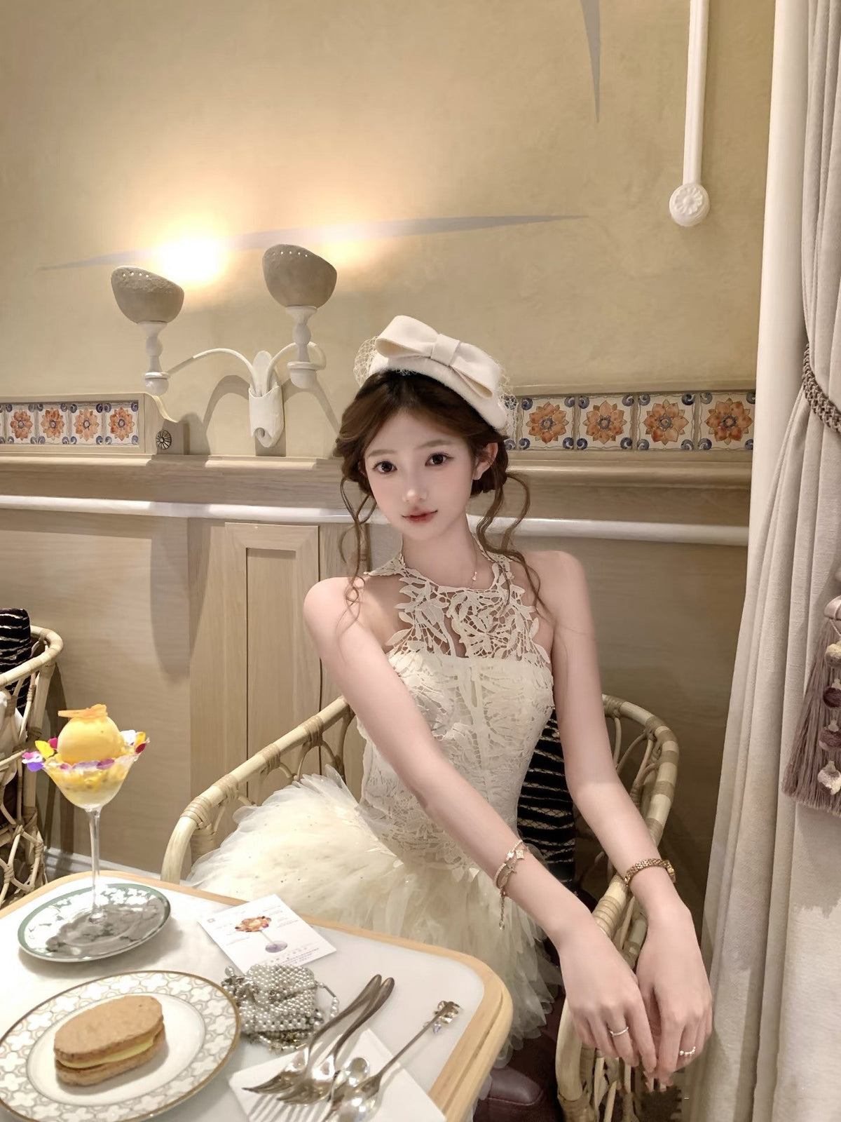 【dress】レースドッキングチュールミニワンピース  N3737
