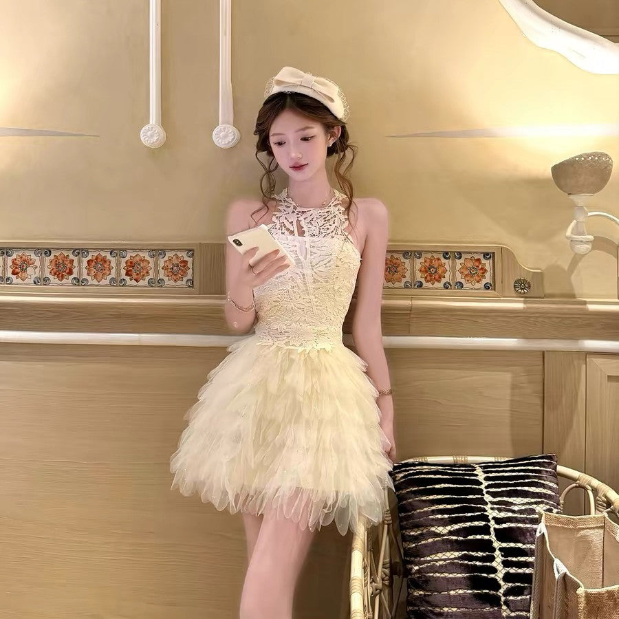 【dress】レースドッキングチュールミニワンピース  N3737