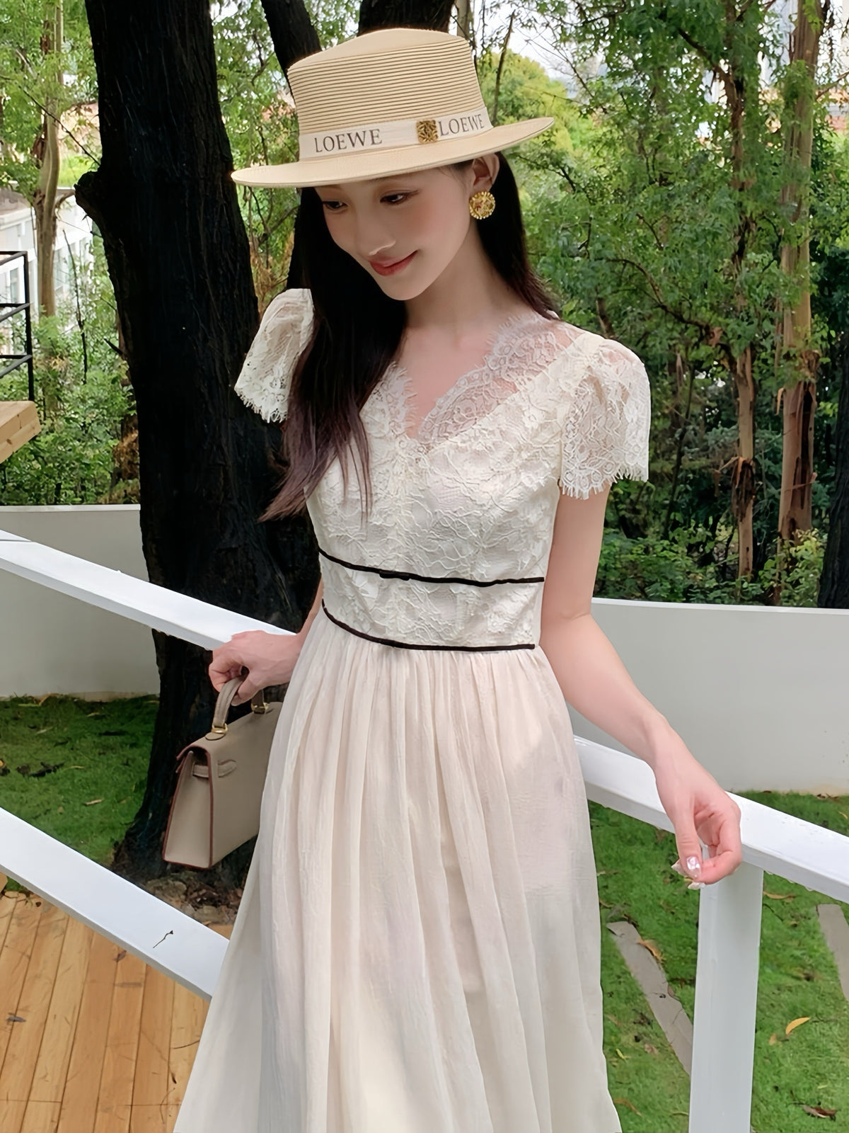 【dress】レースドッキングロングワンピース  N3738