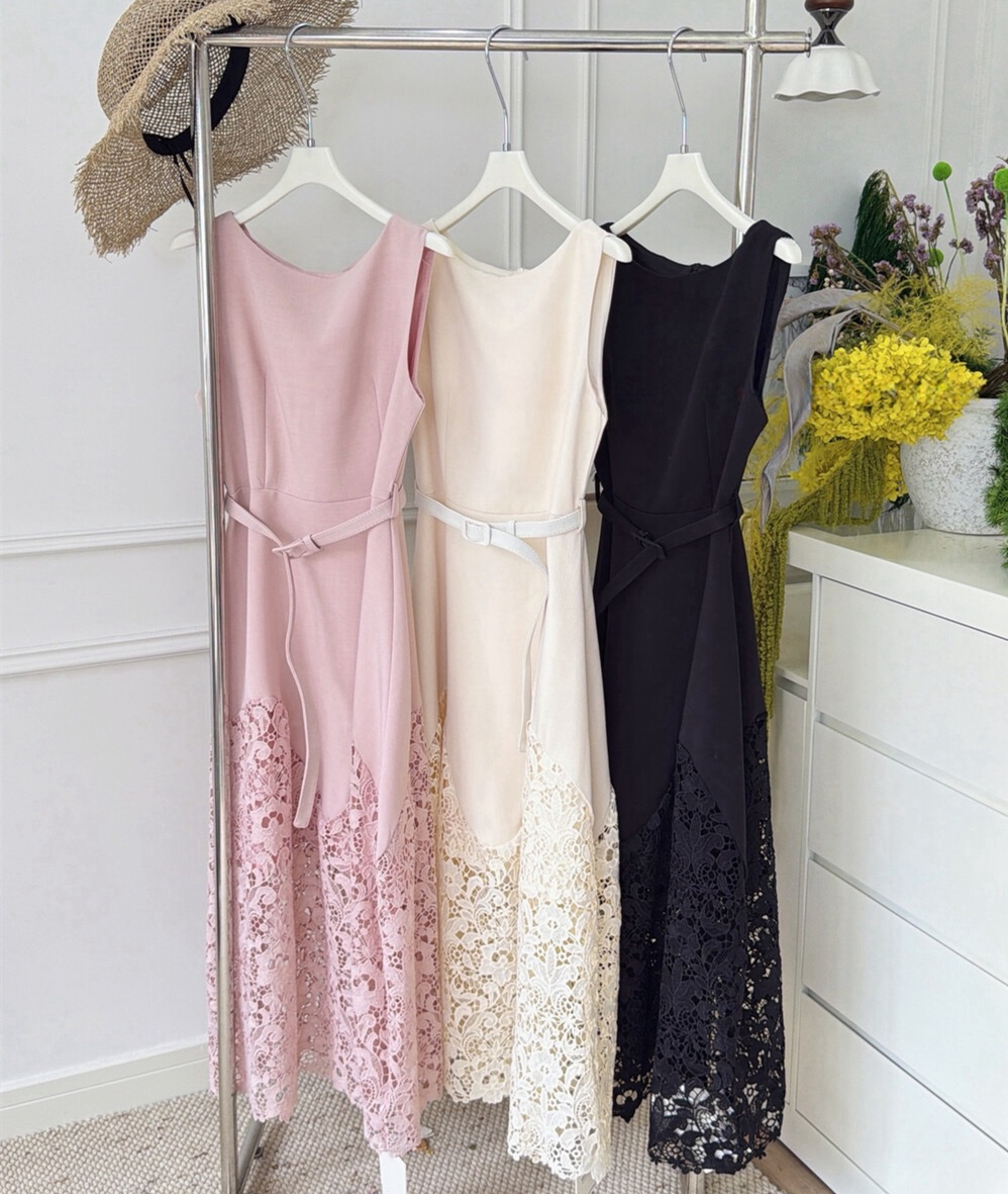 【dress】レースドッキングロングワンピース   N3743