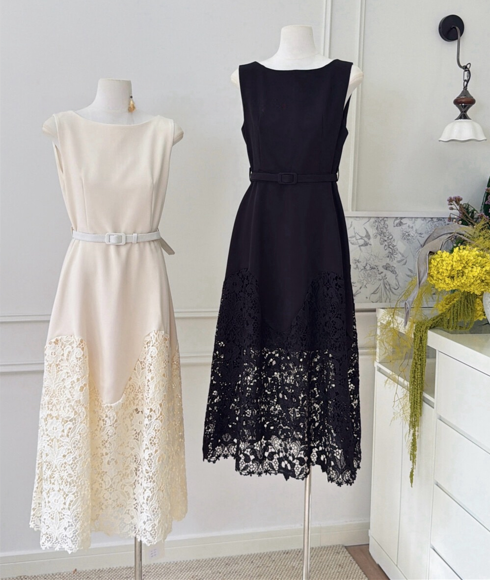 【dress】レースドッキングロングワンピース   N3743