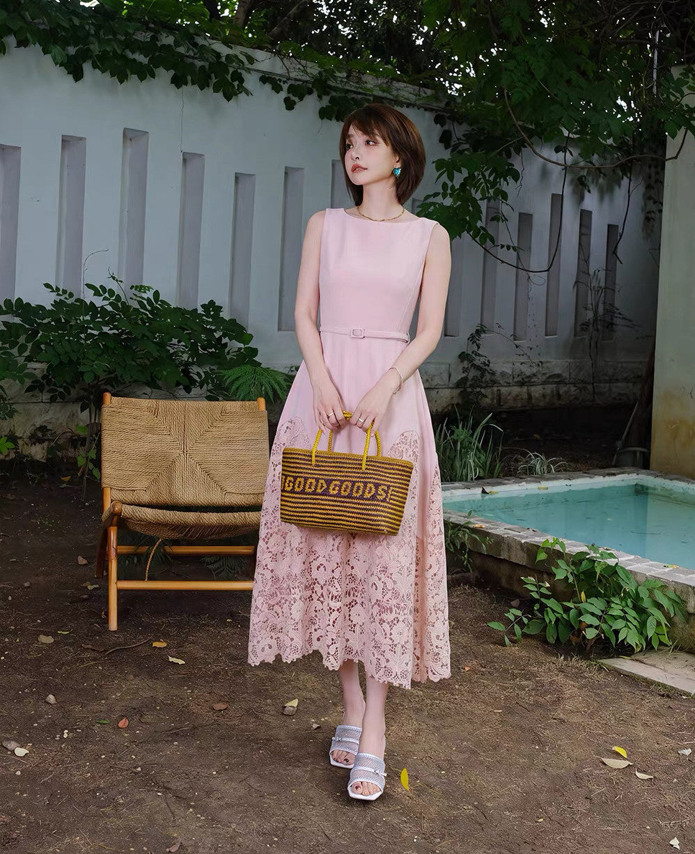 【dress】レースドッキングロングワンピース   N3743