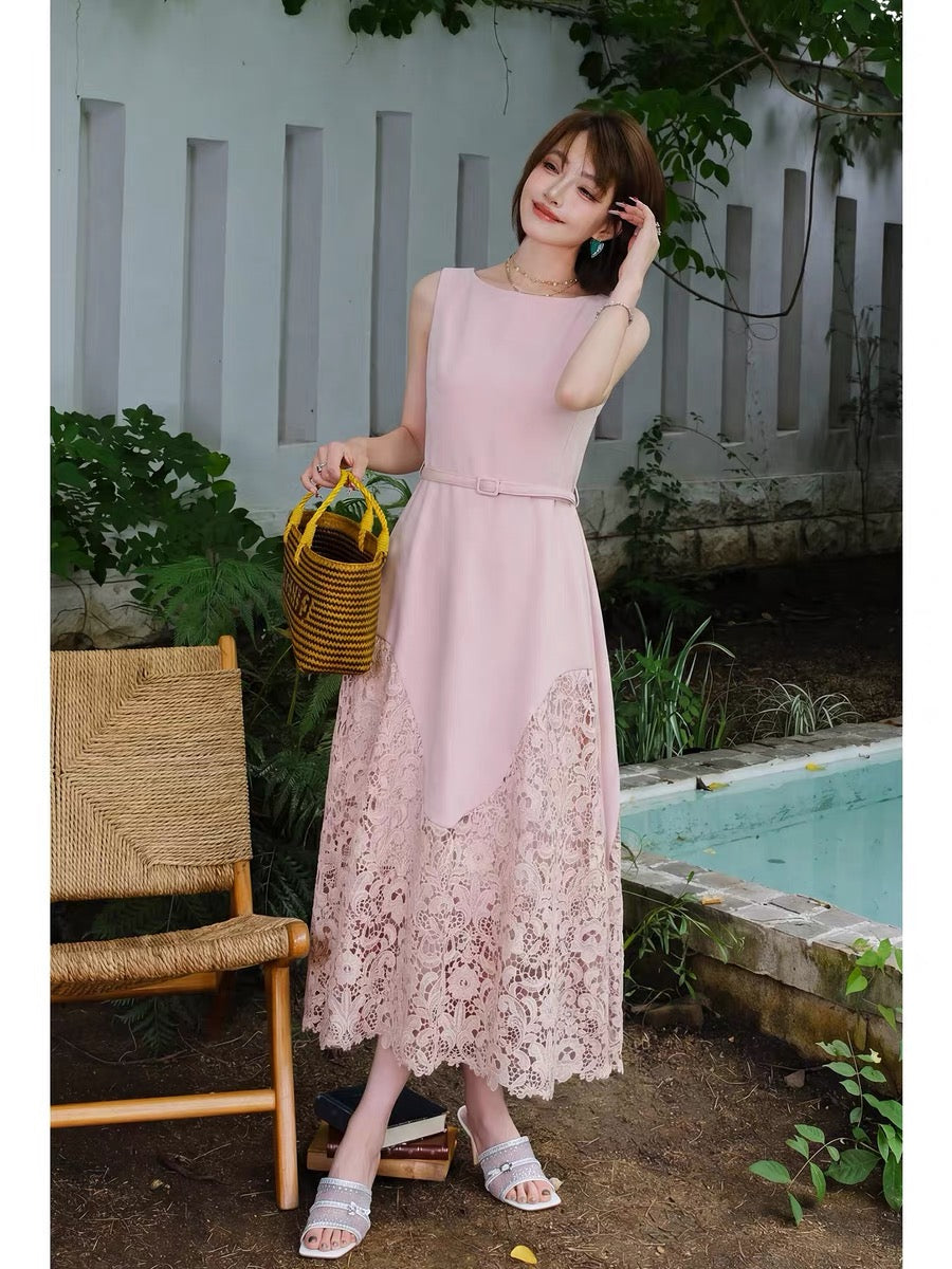 【dress】レースドッキングロングワンピース   N3743