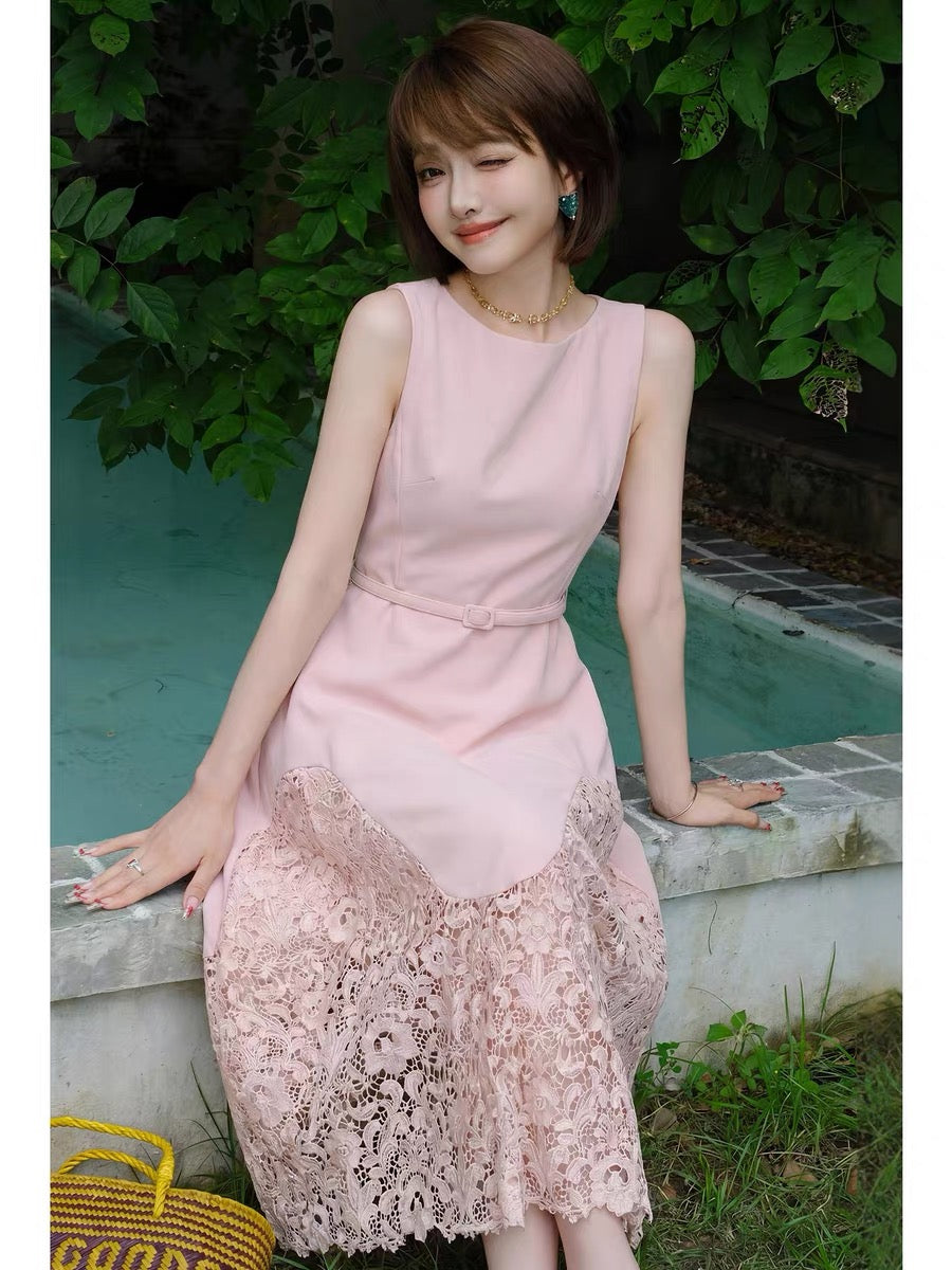 【dress】レースドッキングロングワンピース   N3743