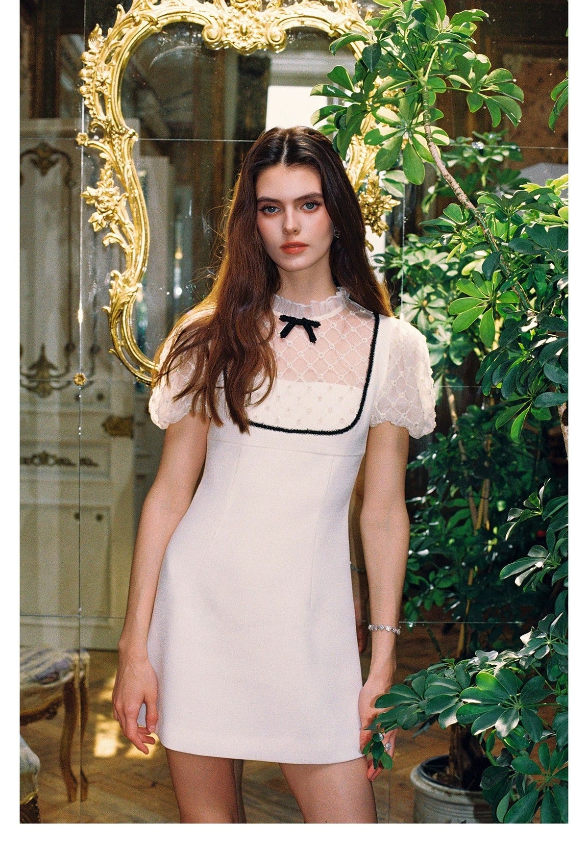 【dress】シアーチュールドッキングミニワンピース   N3746