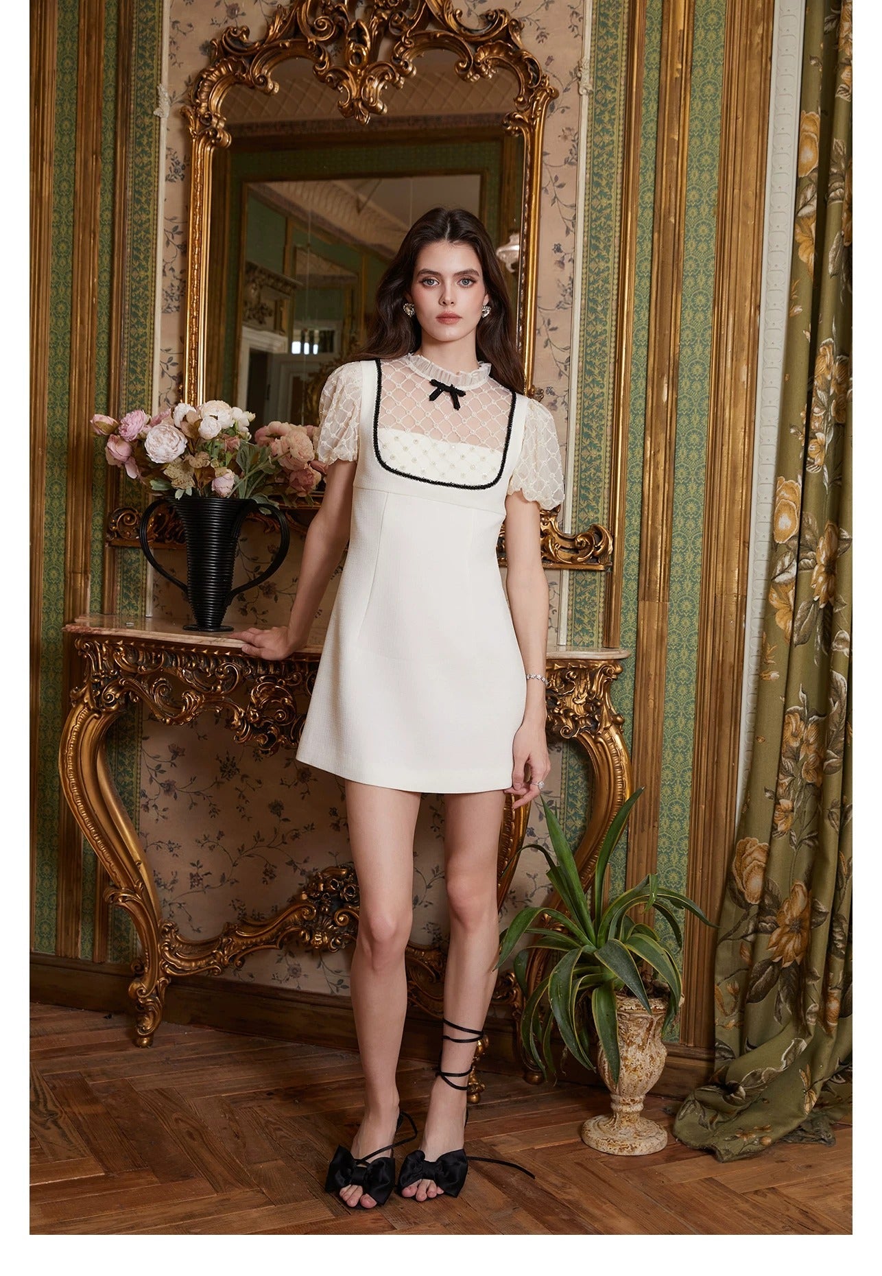 【dress】シアーチュールドッキングミニワンピース   N3746