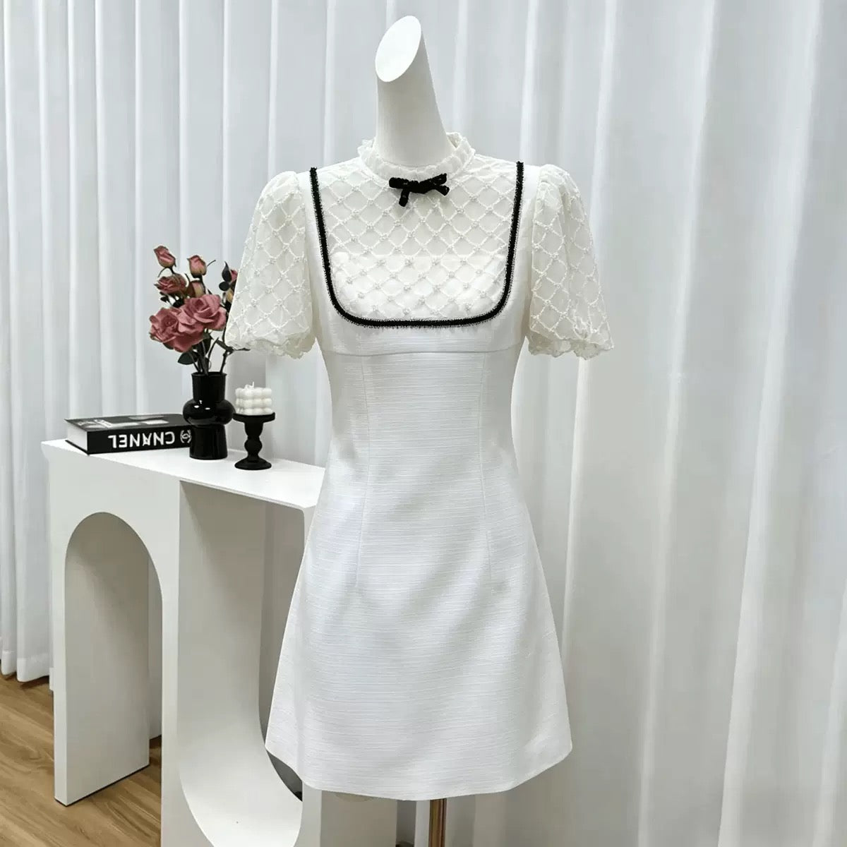 【dress】シアーチュールドッキングミニワンピース   N3746