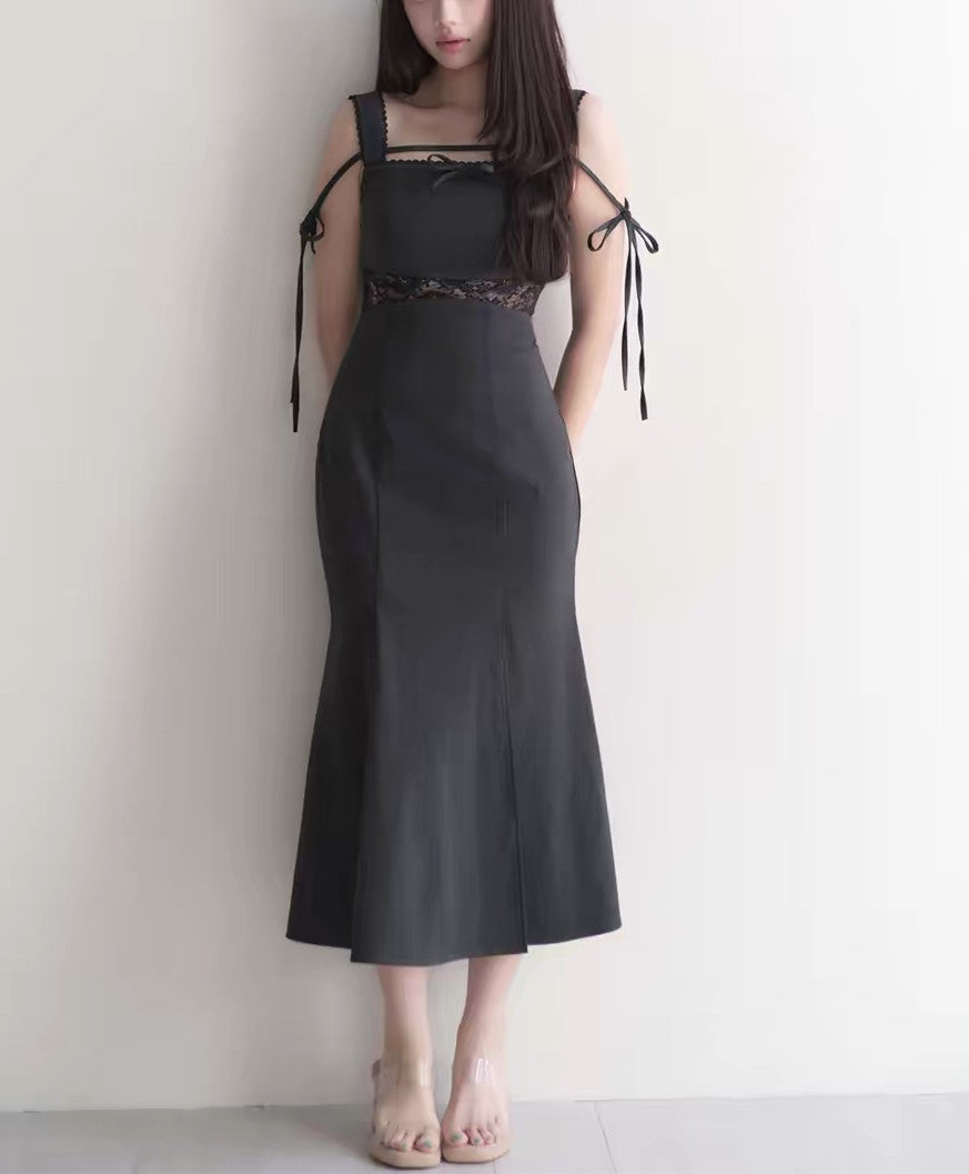 【dress】レースドッキングマーメイドロングワンピース   N3750