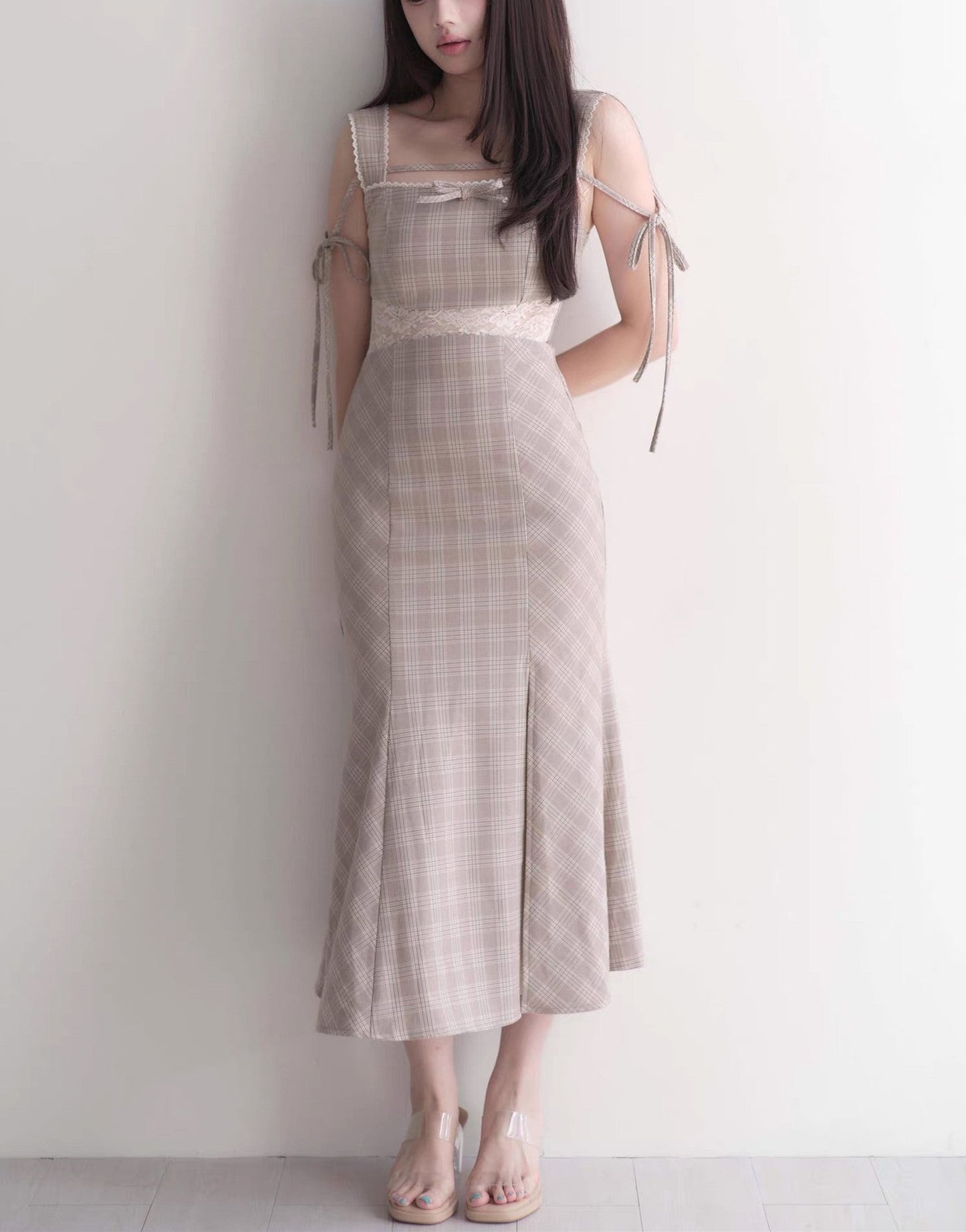 【dress】レースドッキングマーメイドロングワンピース   N3750