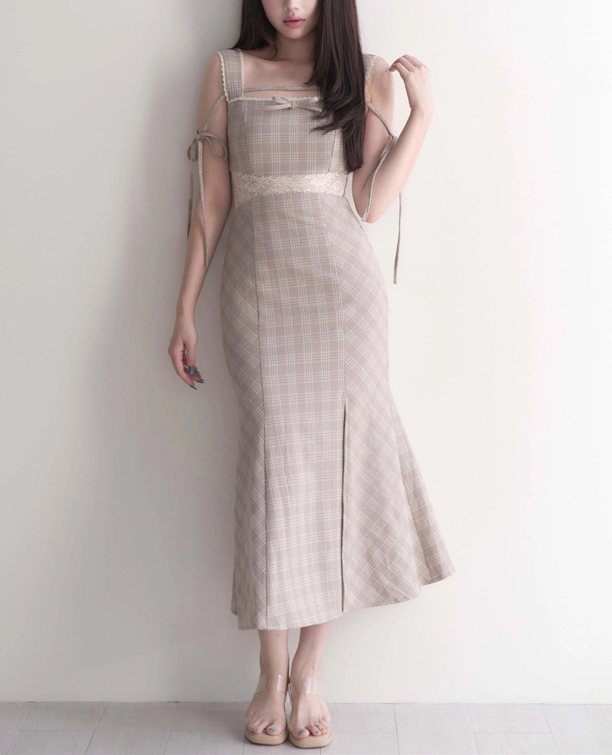 【dress】レースドッキングマーメイドロングワンピース   N3750