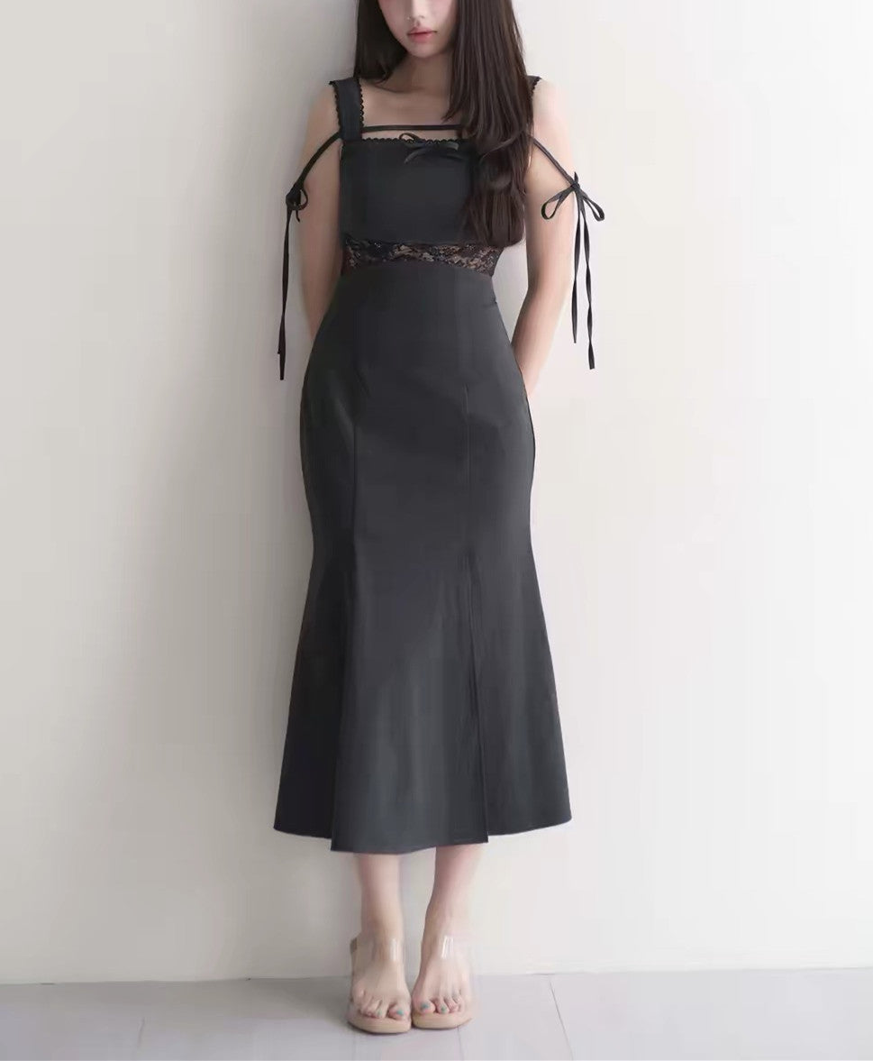 【dress】レースドッキングマーメイドロングワンピース   N3750