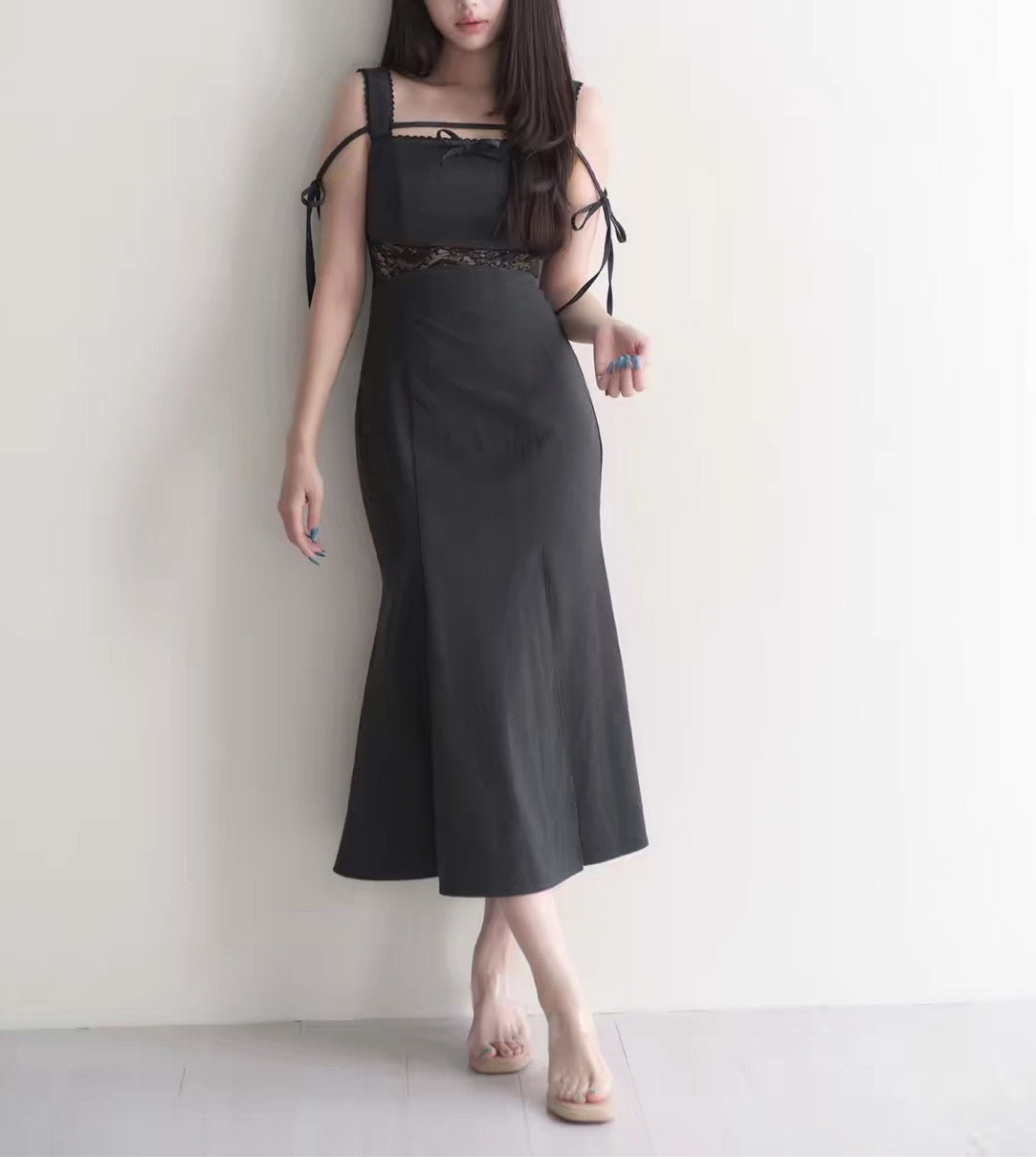 【dress】レースドッキングマーメイドロングワンピース   N3750