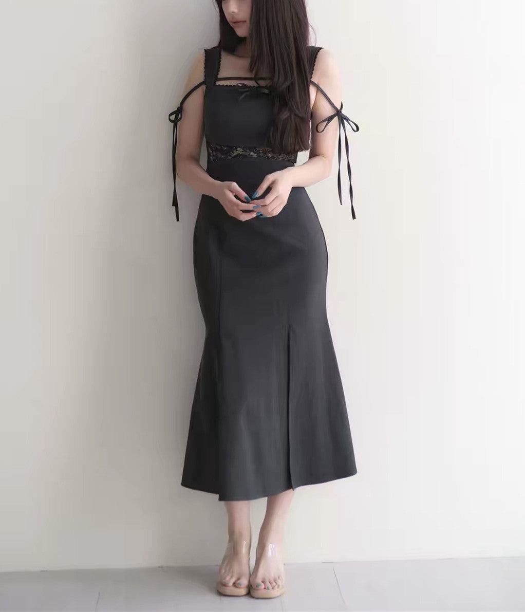 【dress】レースドッキングマーメイドロングワンピース   N3750