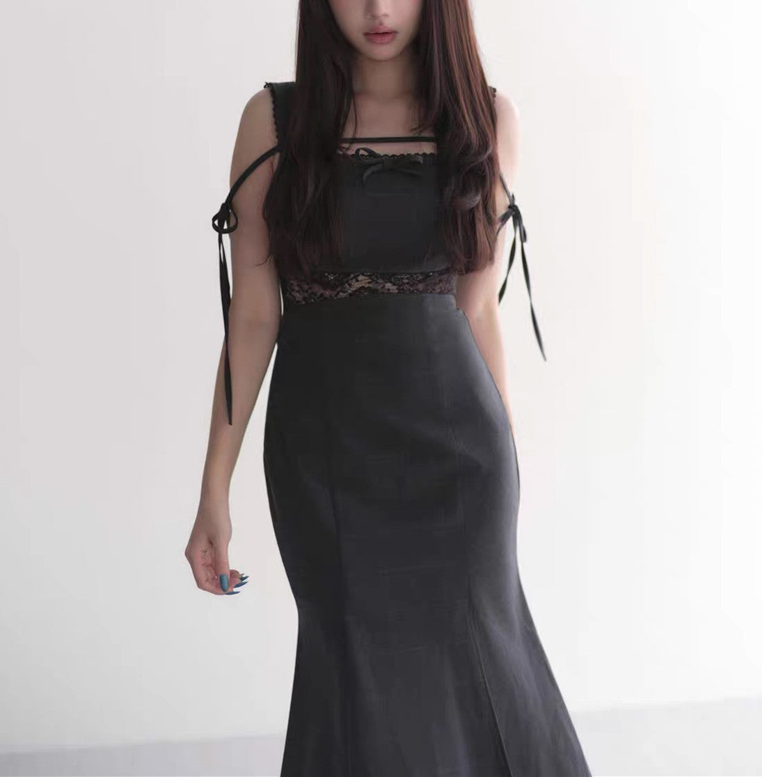 【dress】レースドッキングマーメイドロングワンピース   N3750