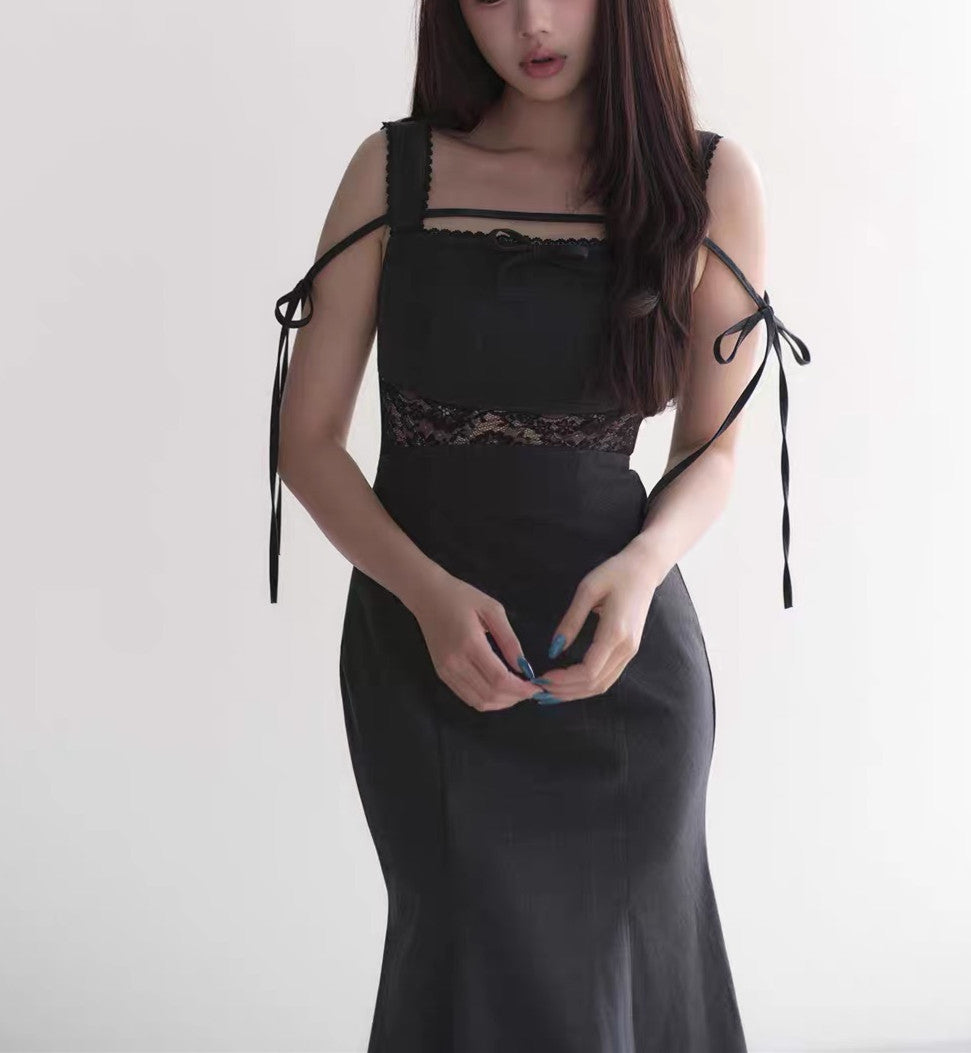 【dress】レースドッキングマーメイドロングワンピース   N3750