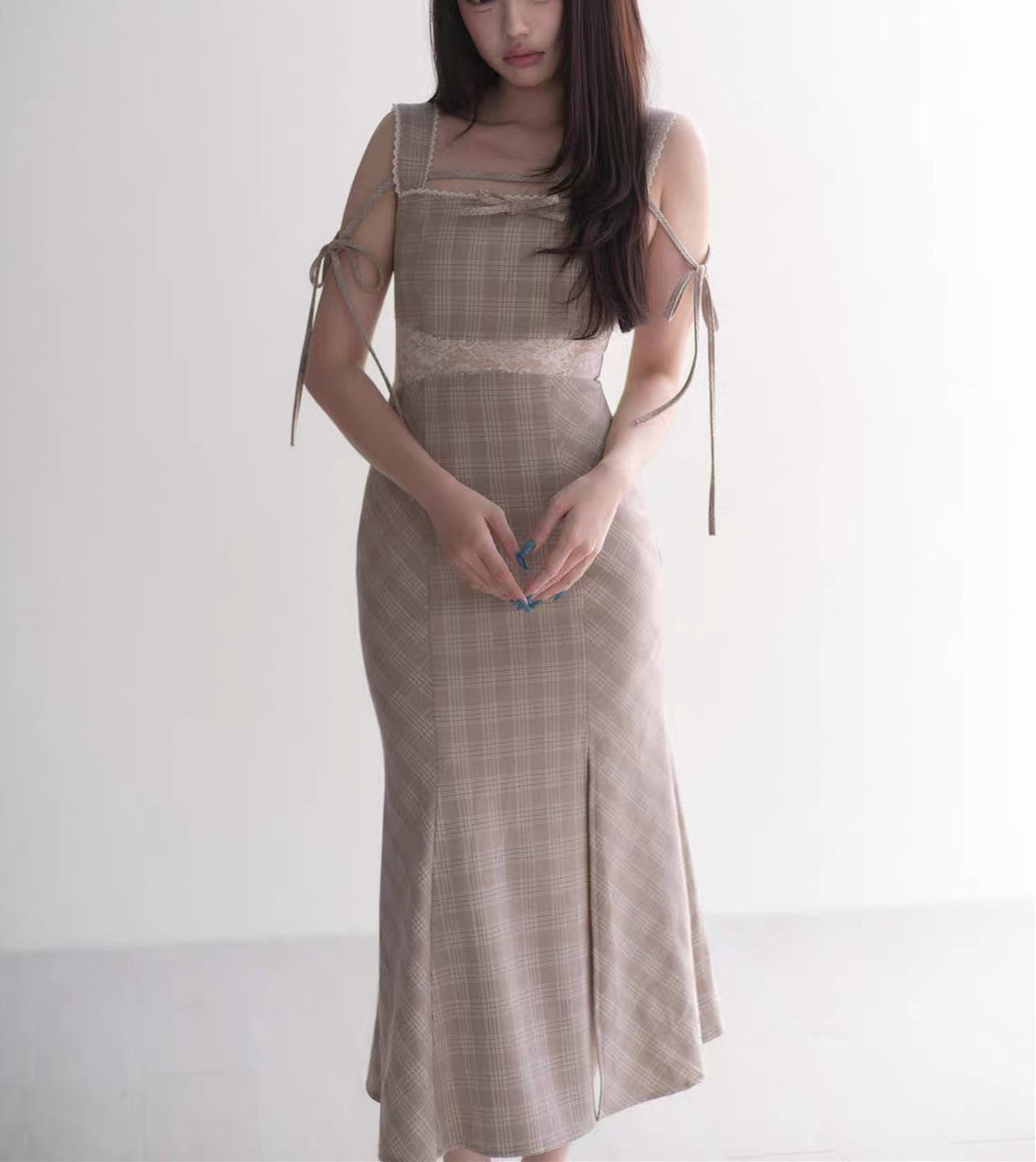 【dress】レースドッキングマーメイドロングワンピース   N3750