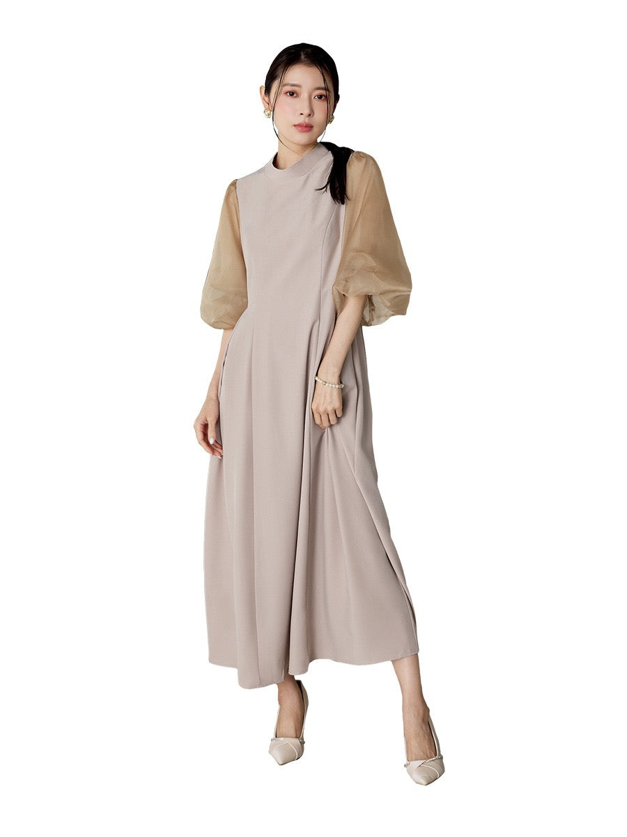 【dress】2WAYパフスリーブリボンロングワンピース   N3754