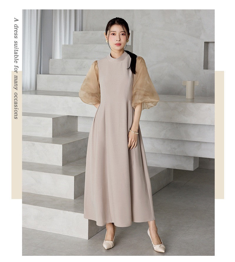 【dress】2WAYパフスリーブリボンロングワンピース   N3754