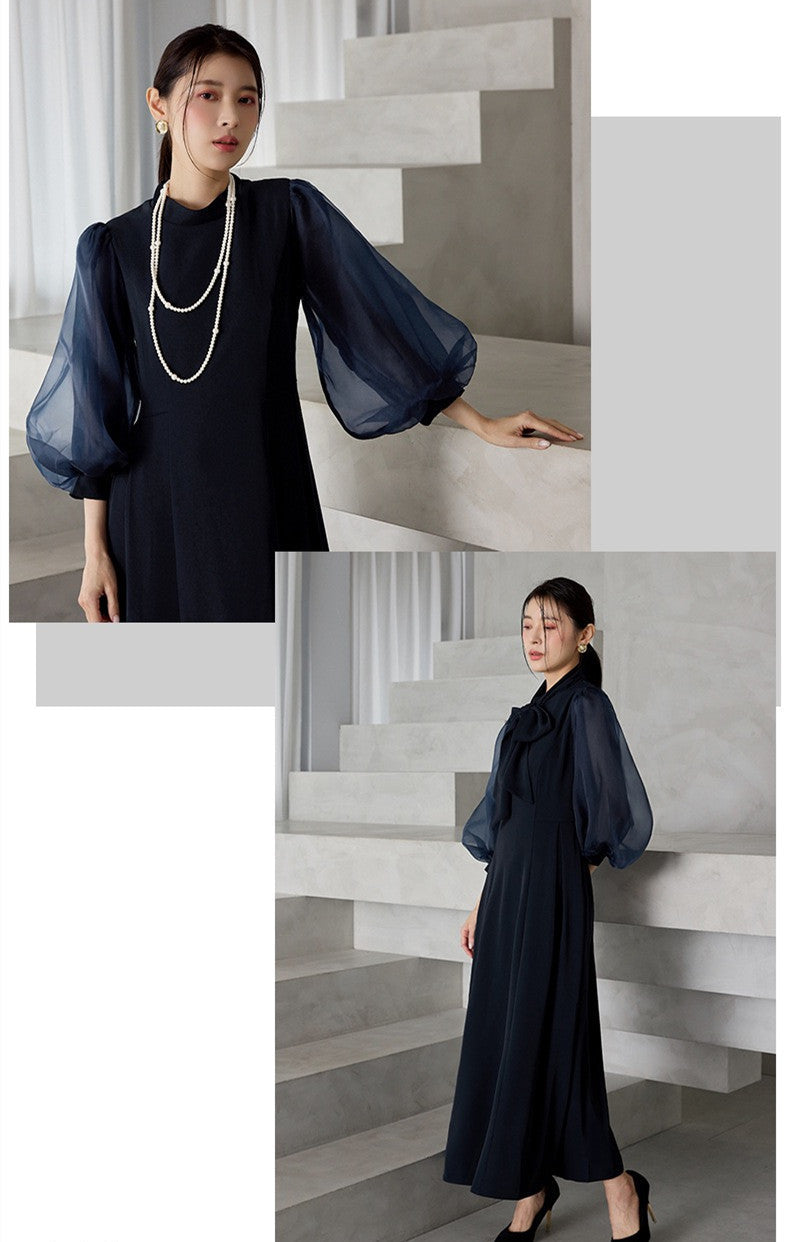 【dress】2WAYパフスリーブリボンロングワンピース   N3754