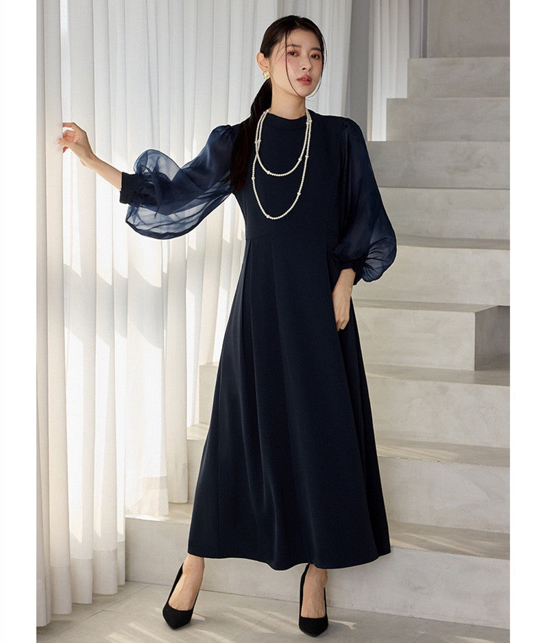 【dress】2WAYパフスリーブリボンロングワンピース   N3754