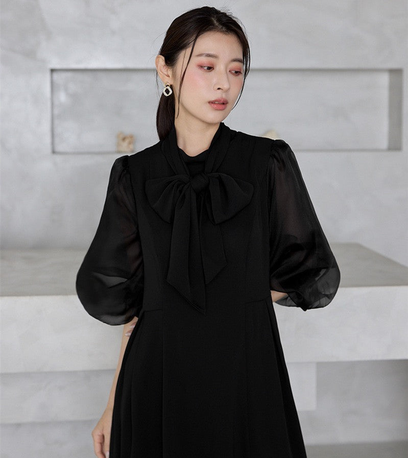 【dress】2WAYパフスリーブリボンロングワンピース   N3754