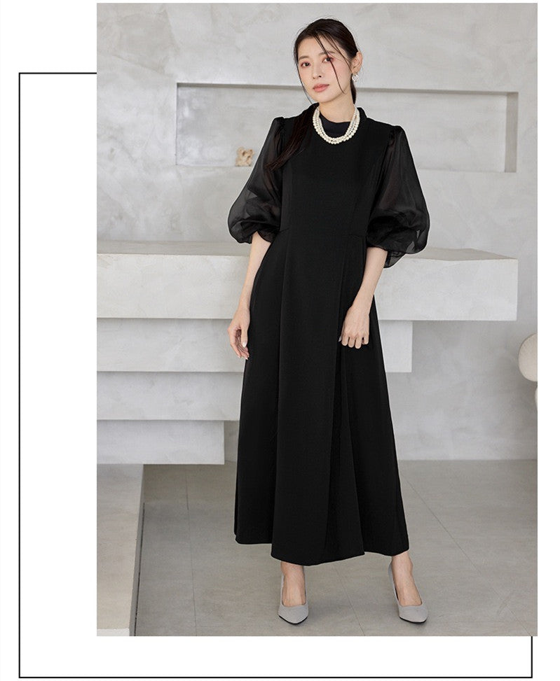 【dress】2WAYパフスリーブリボンロングワンピース   N3754