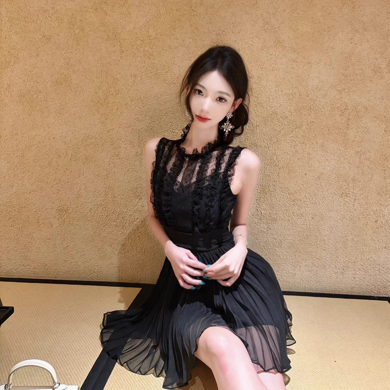 【dress】ギャザーフリルレースミニワンピース   N3757