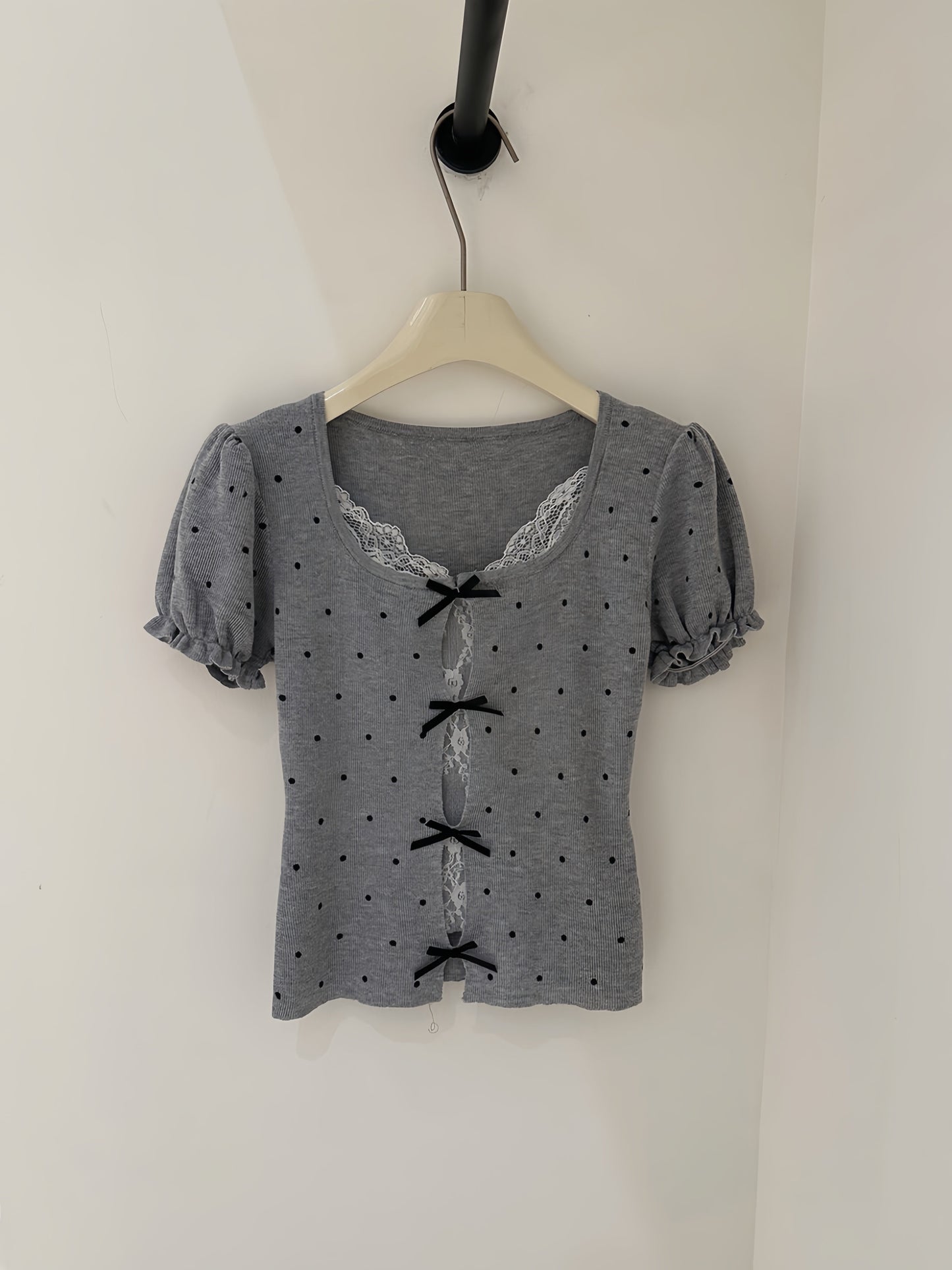 【tops】レースドッキングドットリボントップス  K0627