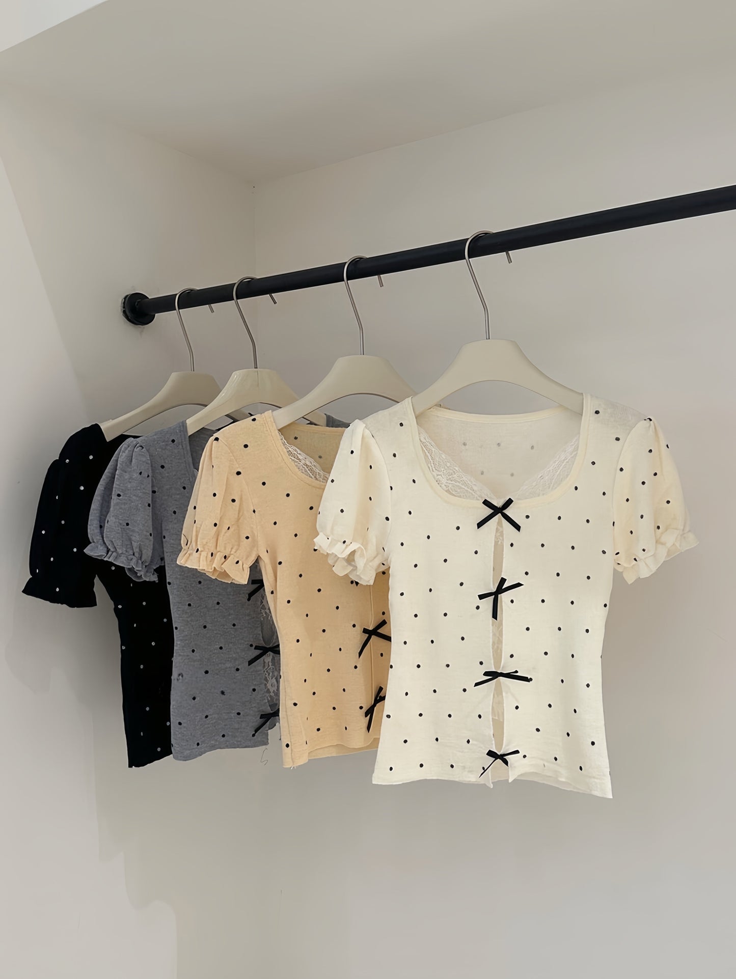 【tops】レースドッキングドットリボントップス  K0627