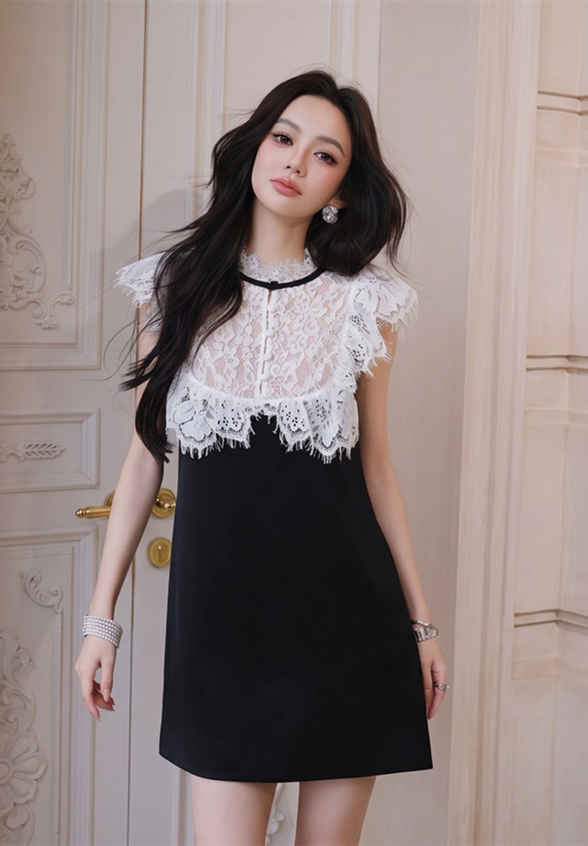 【dress】レースドッキングミニワンピース   N3760