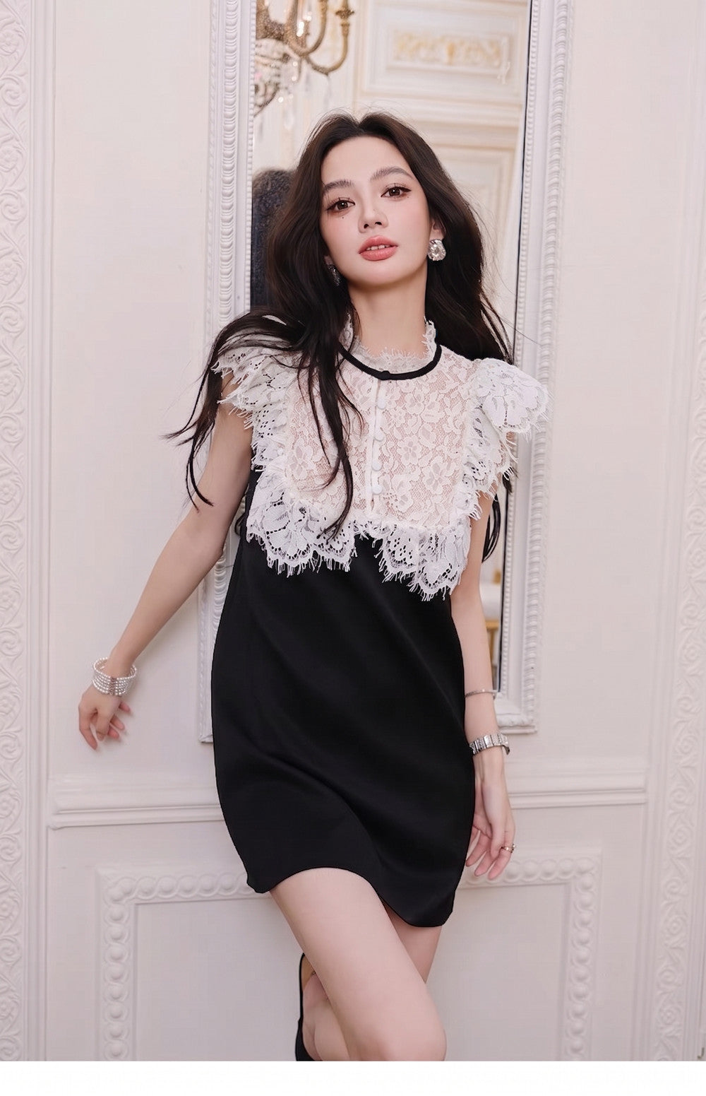 【dress】レースドッキングミニワンピース   N3760