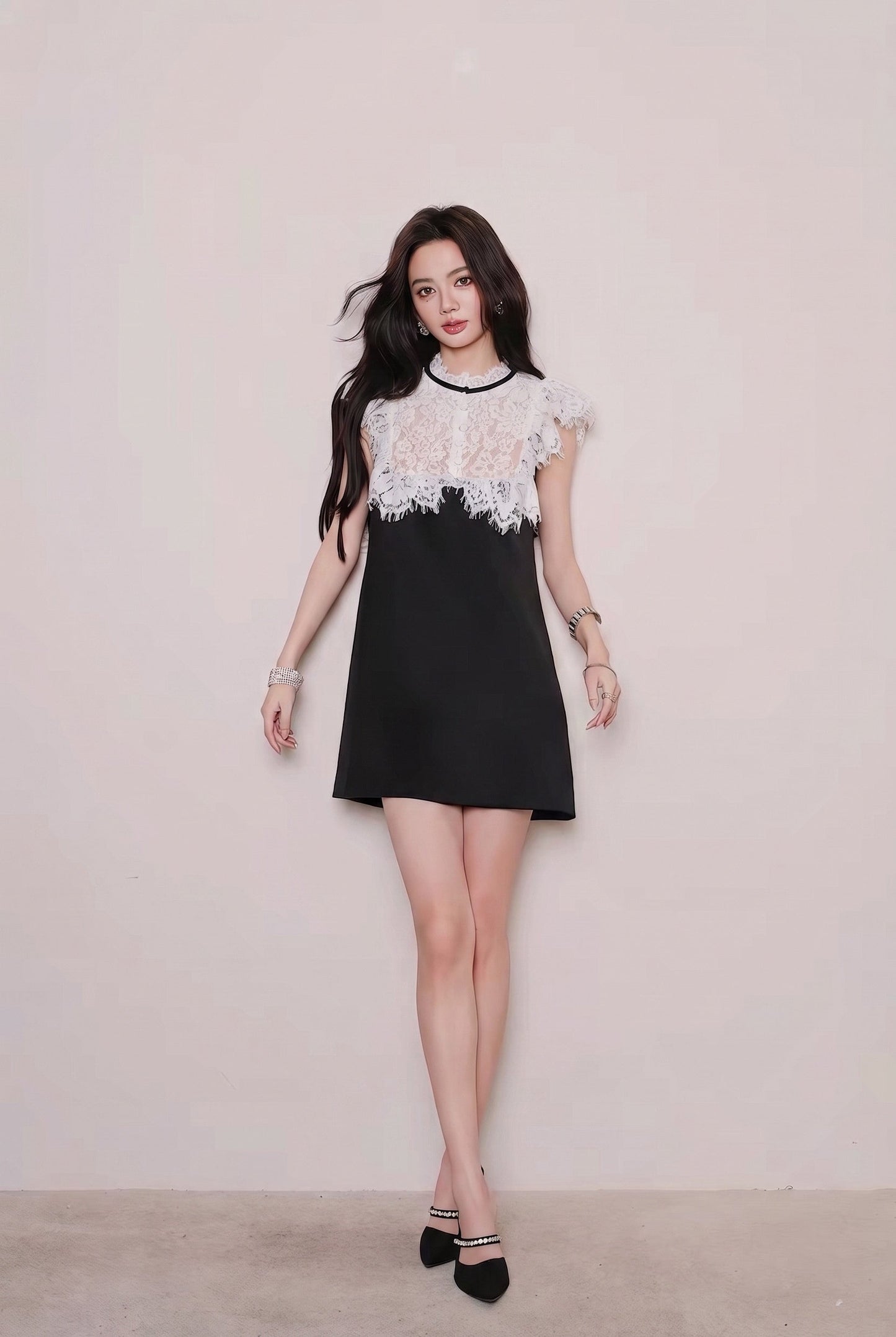 【dress】レースドッキングミニワンピース   N3760