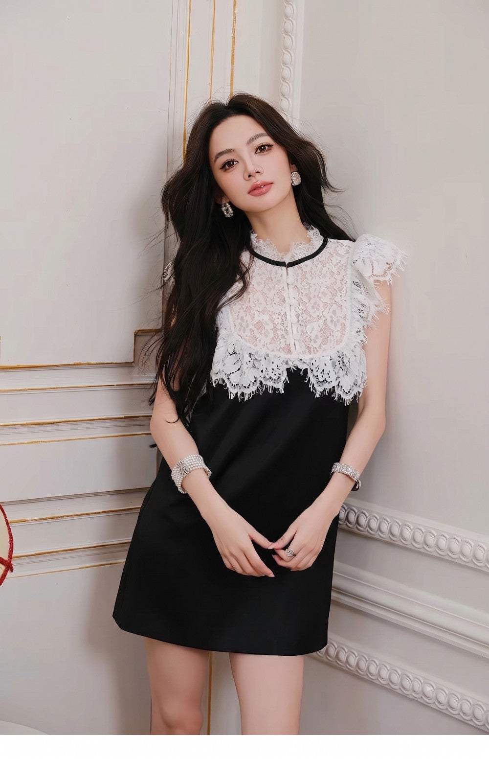 【dress】レースドッキングミニワンピース   N3760