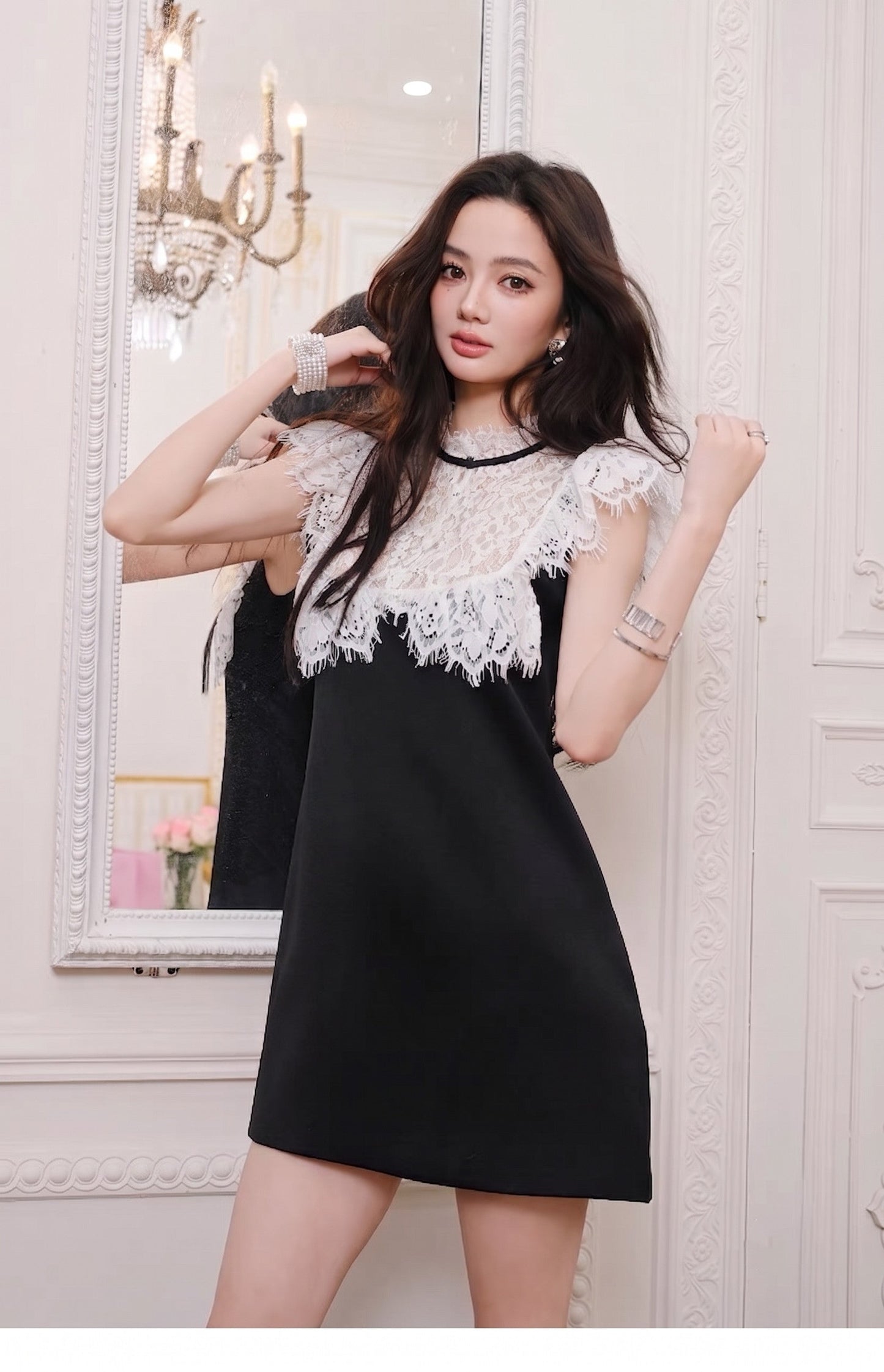 【dress】レースドッキングミニワンピース   N3760