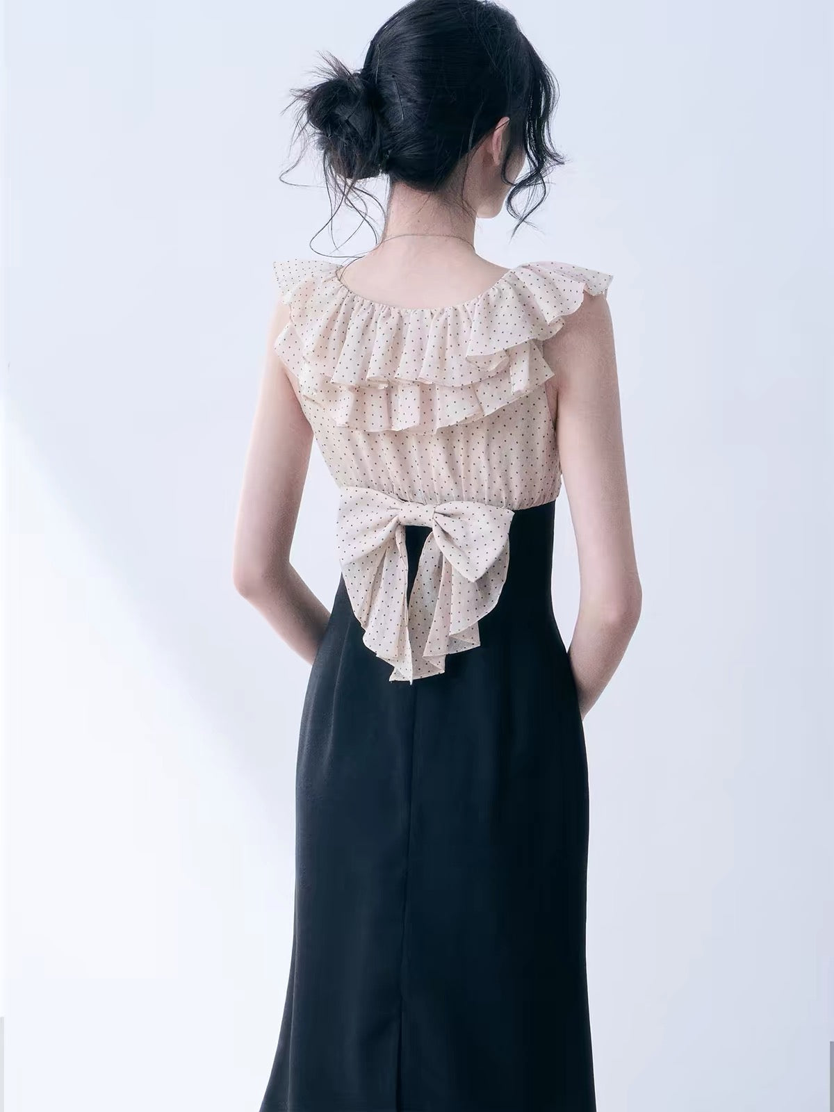 【dress】ドットフリルドッキングミニワンピース＆ミディワンピース   N3761