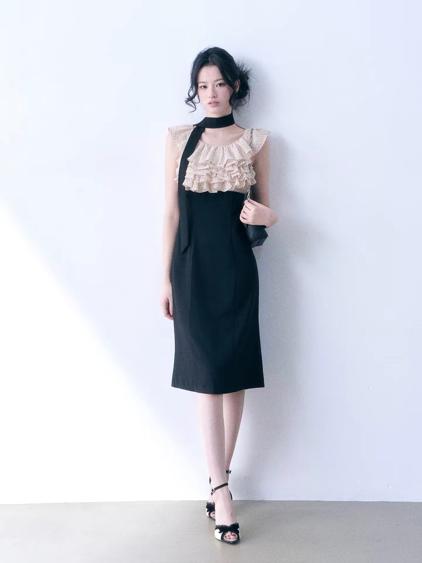 【dress】ドットフリルドッキングミニワンピース＆ミディワンピース   N3761